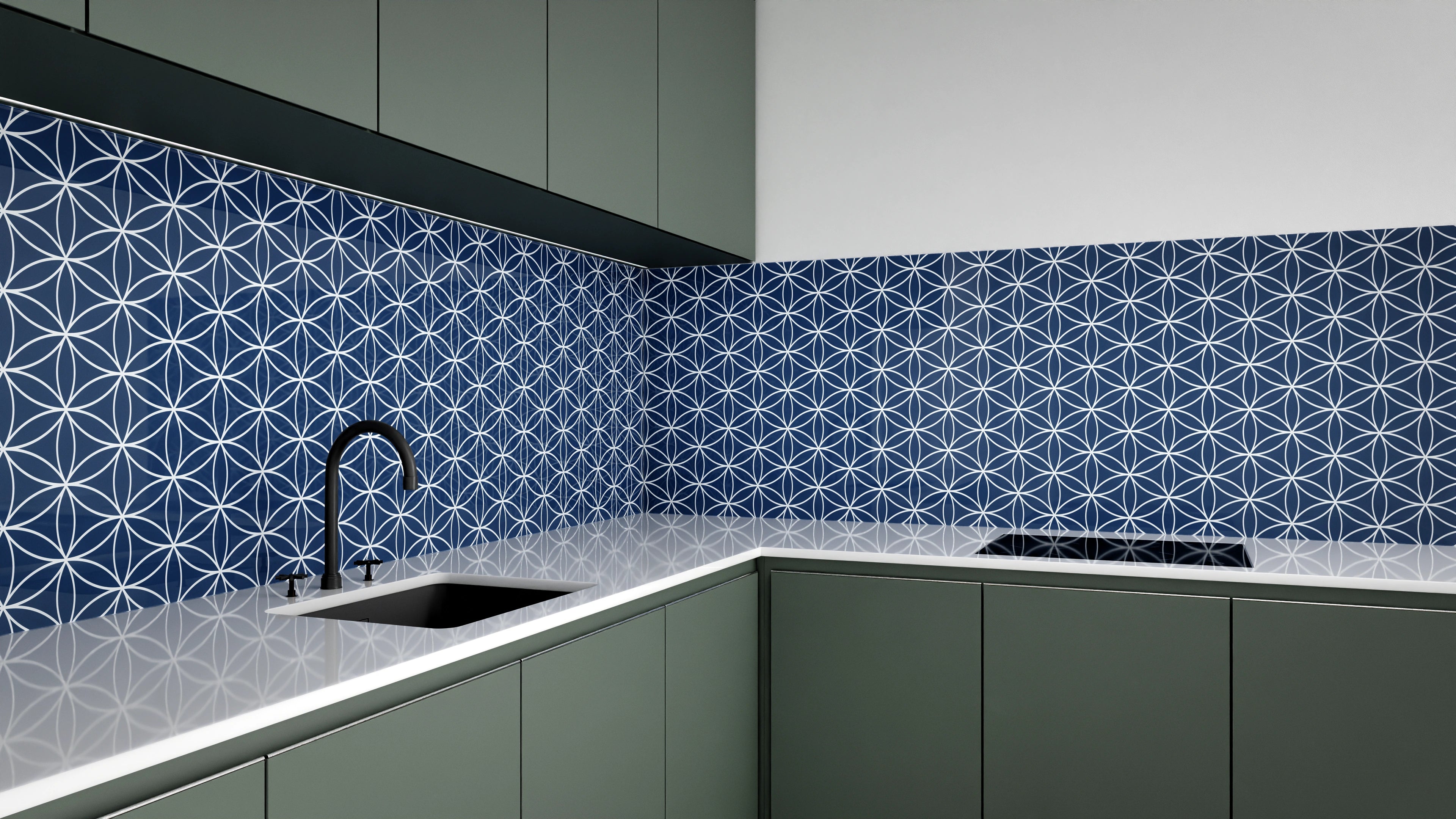 Küchenrückwand - Geometrica - Fiori - Blu notte Slide 3