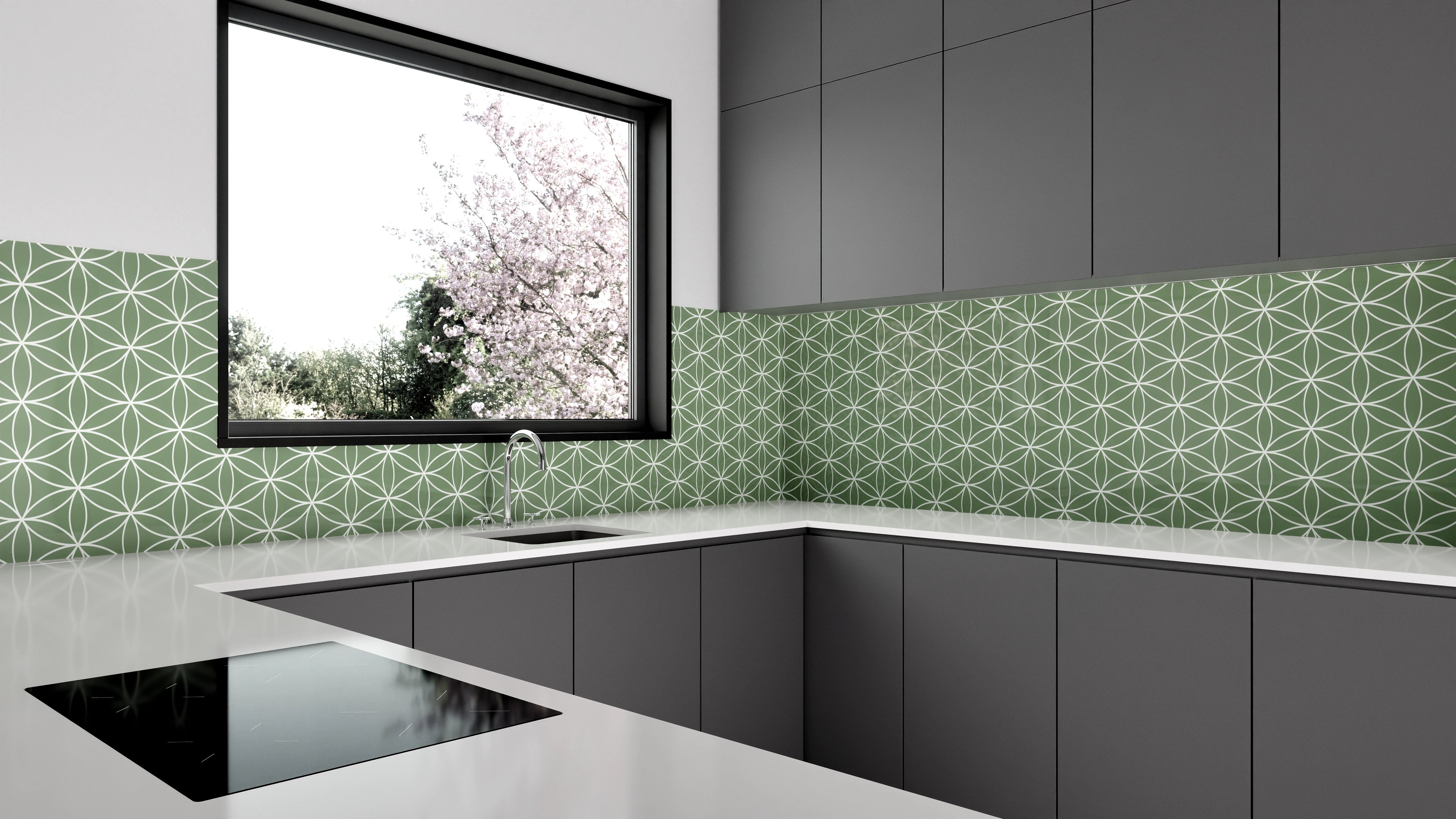 Küchenrückwand - Geometrica - Fiori - Oliva Slide 1