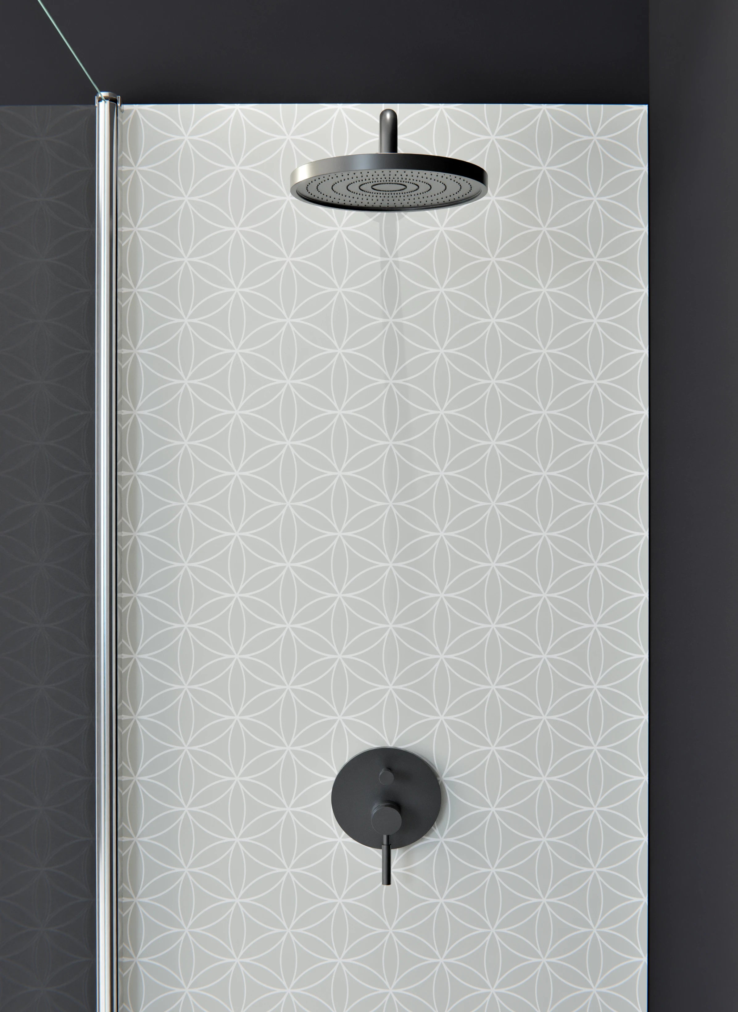 Duschrückwand - Geometrica - Fiori - Argento