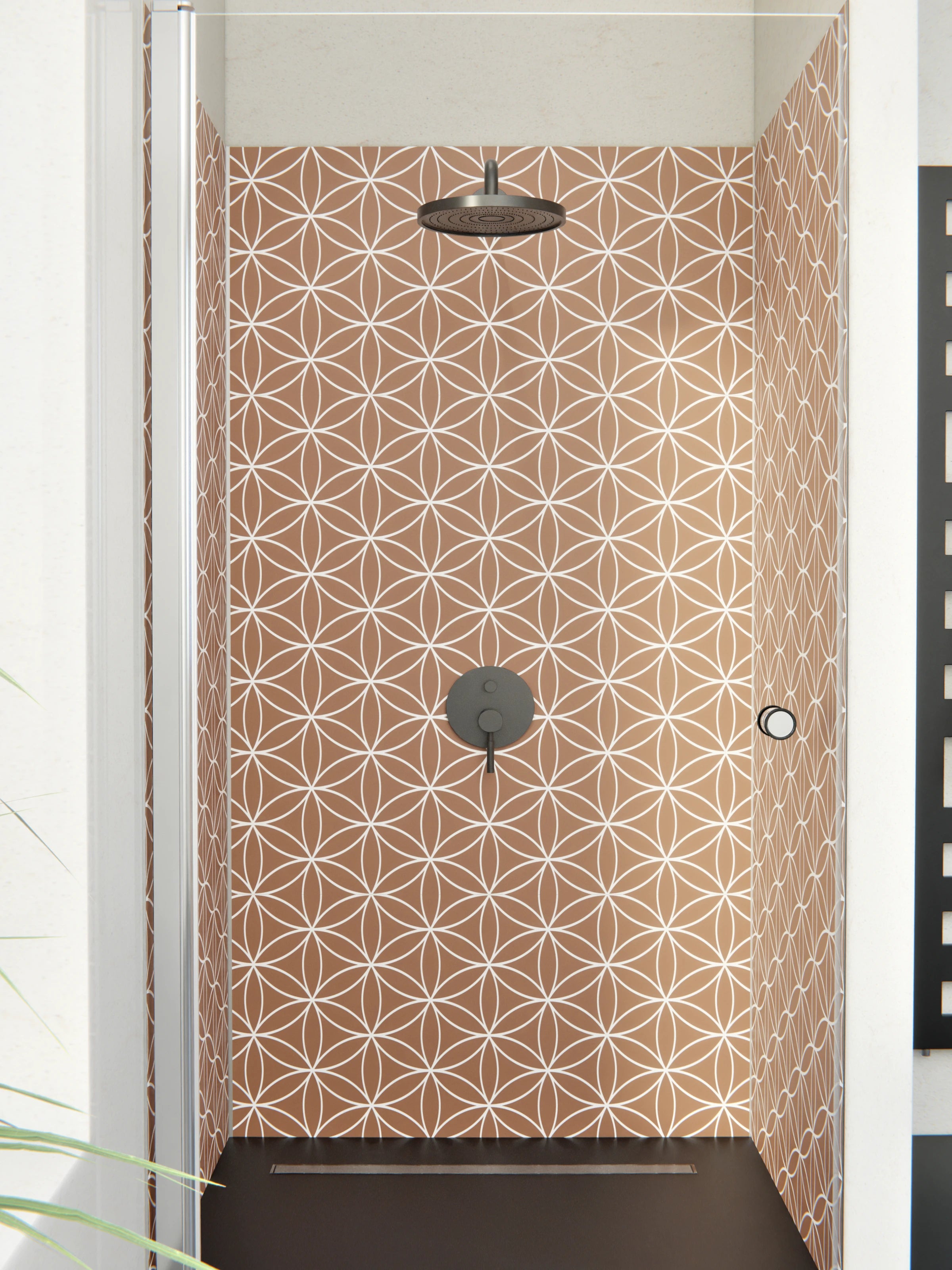 Duschrückwand - Geometrica - Fiori - Cannella