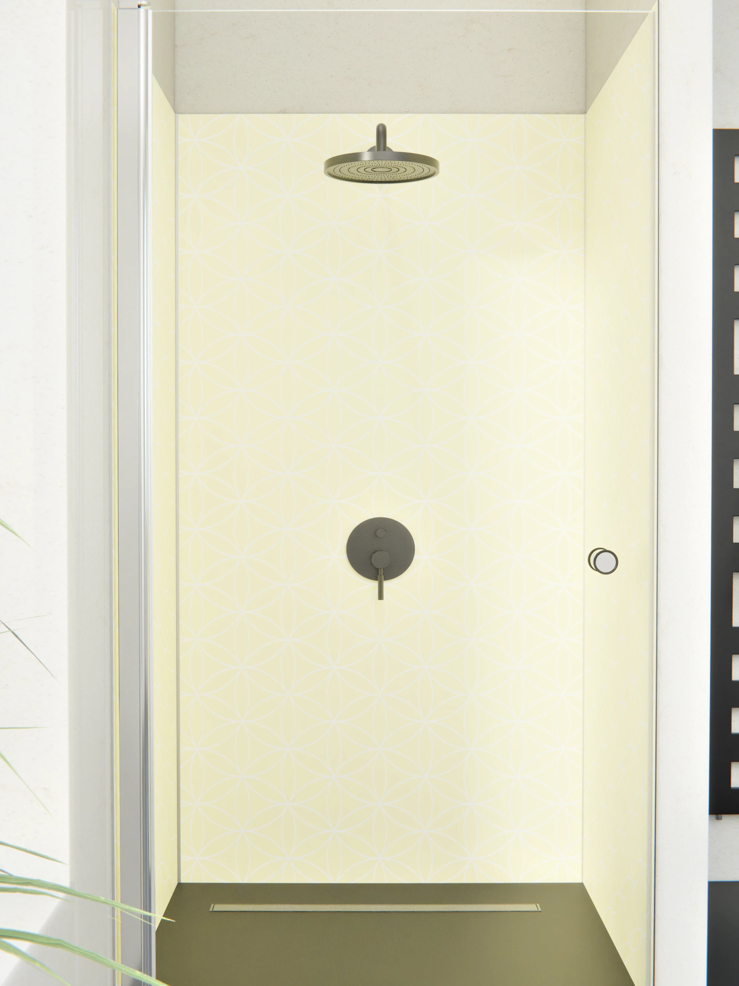 Duschrückwand - Geometrica - Fiori - Limone crema