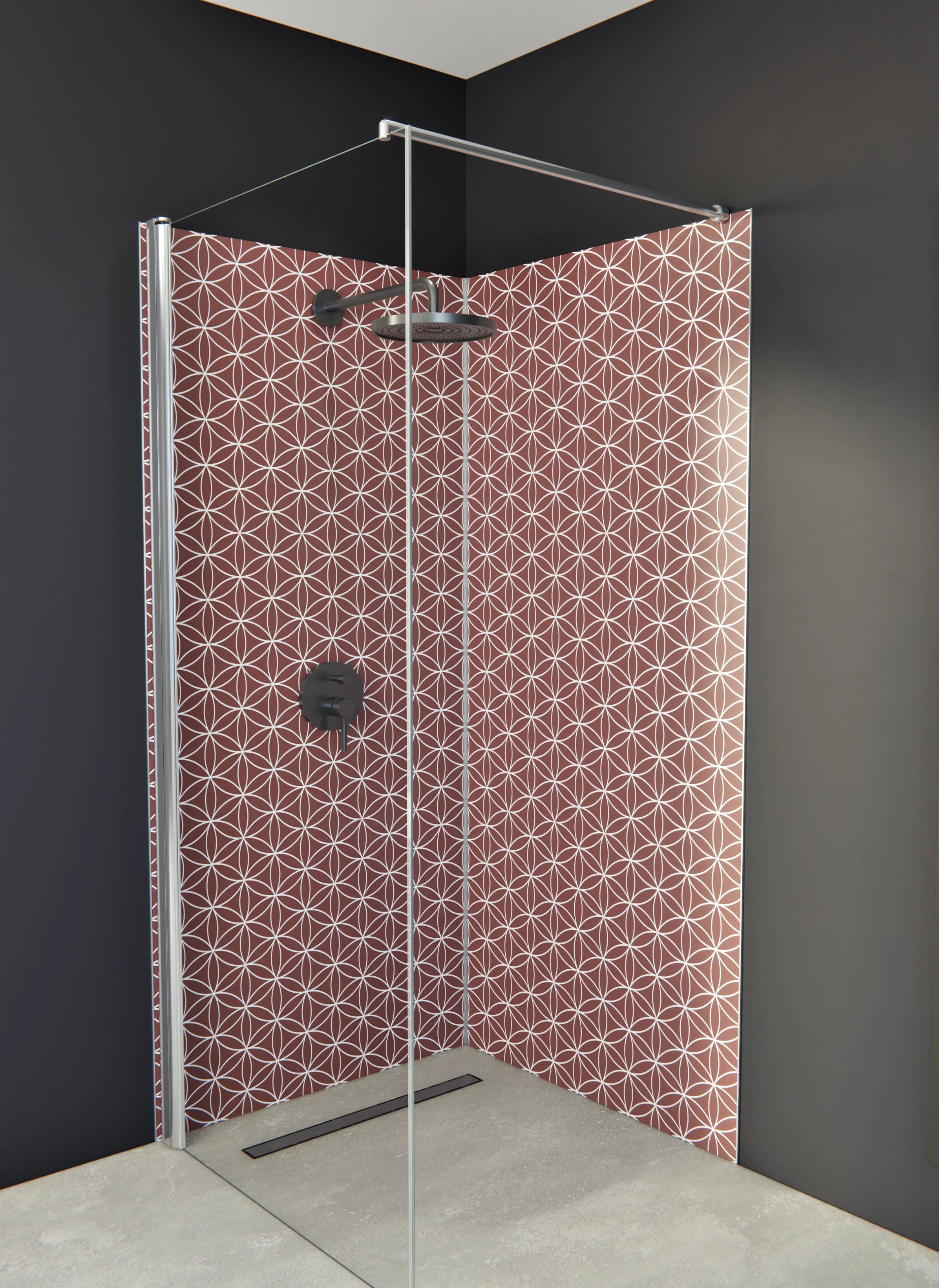 Duschrückwand - Geometrica - Fiori - Mattone