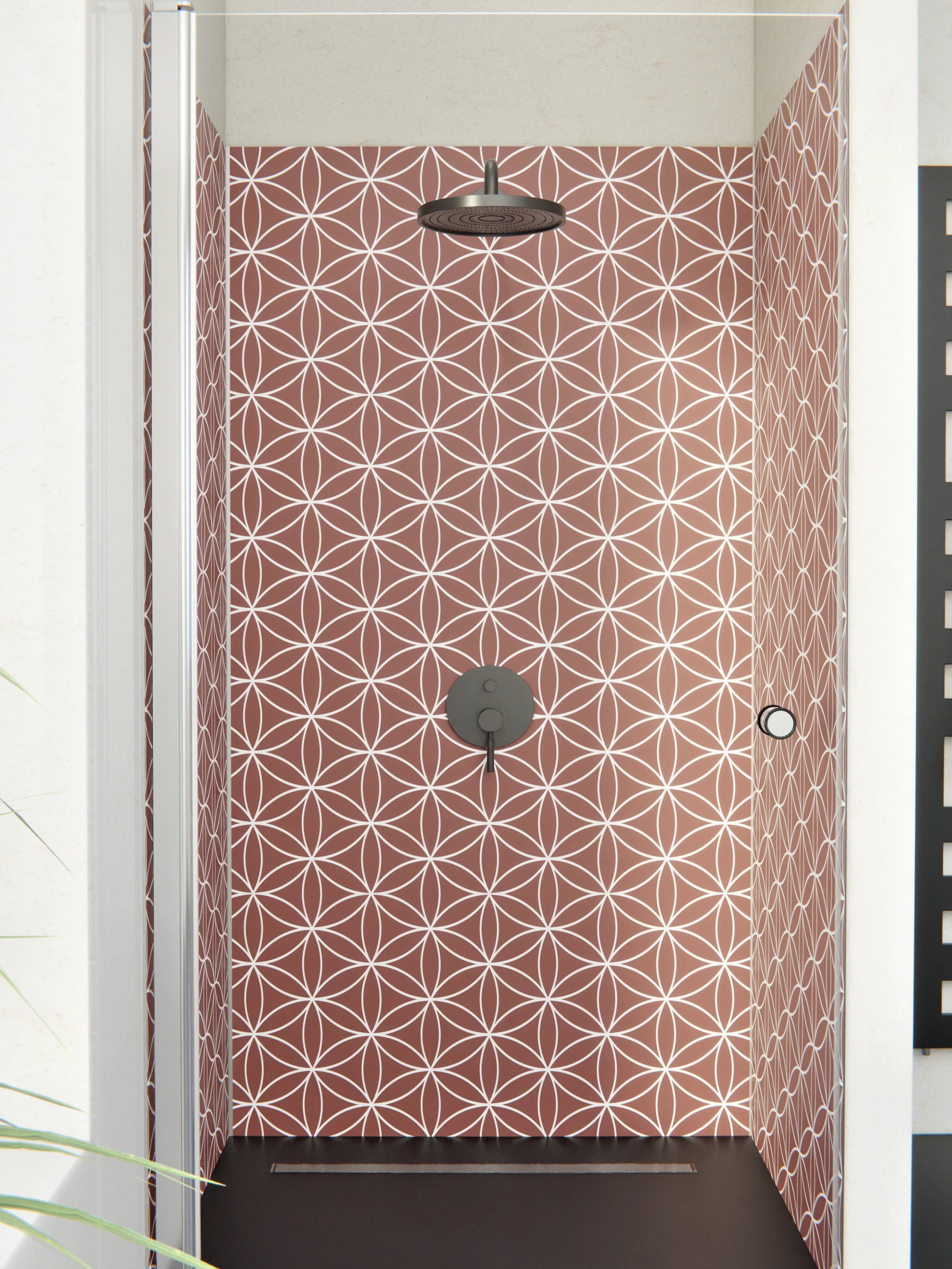 Duschrückwand - Geometrica - Fiori - Mattone