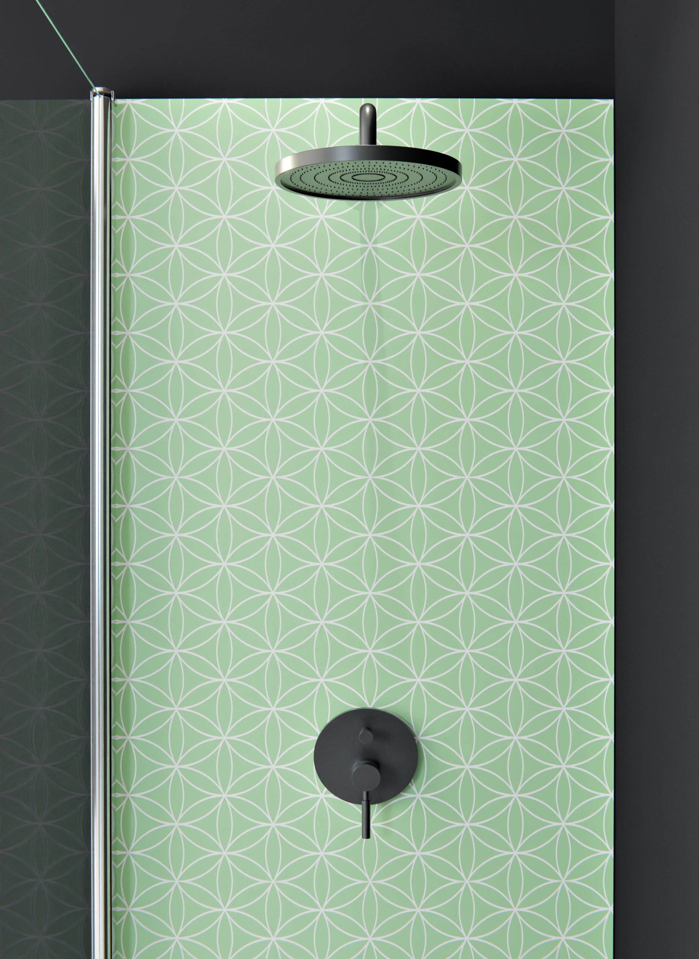 Duschrückwand - Geometrica - Fiori - Muschio