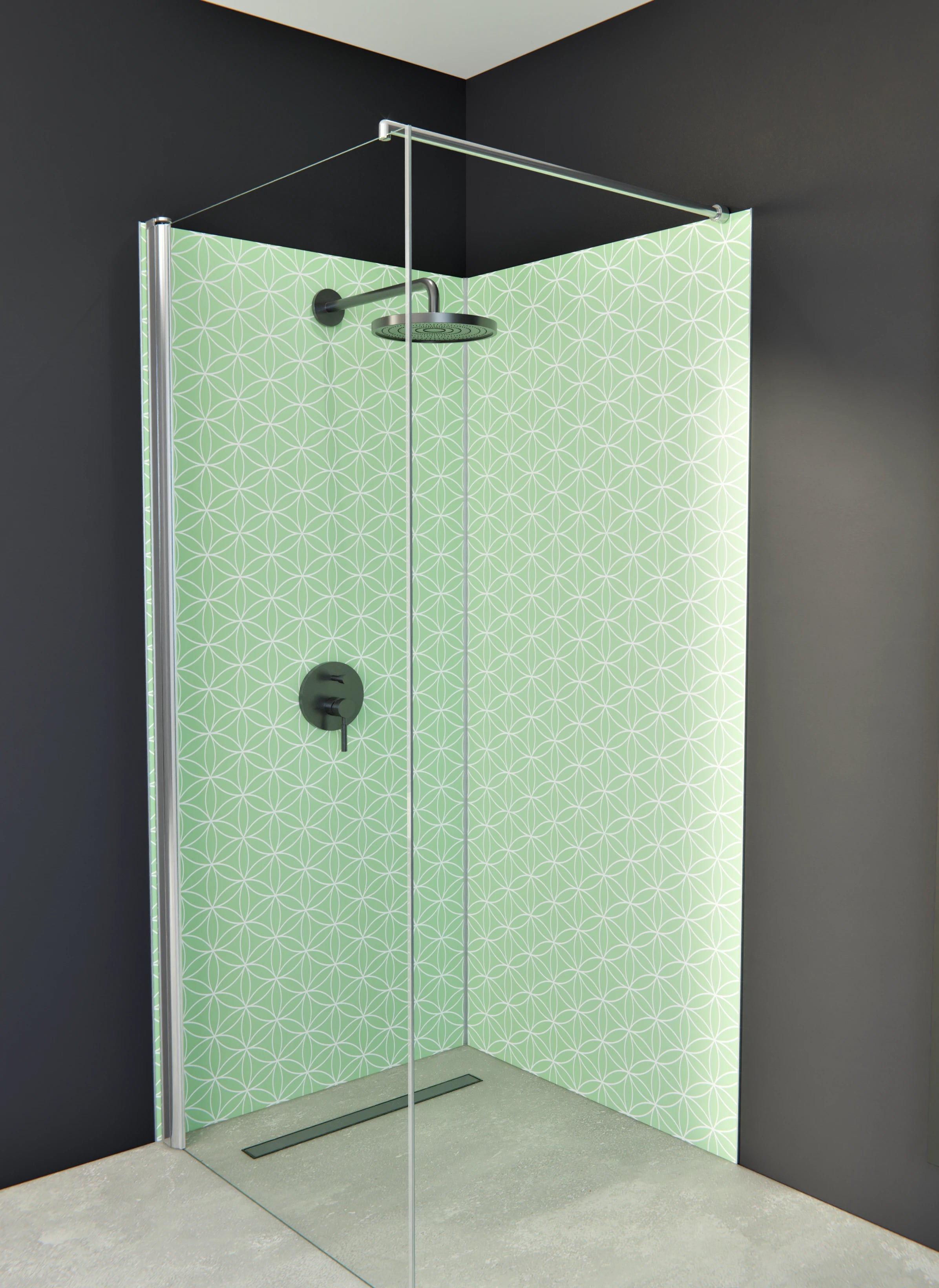 Duschrückwand - Geometrica - Fiori - Muschio