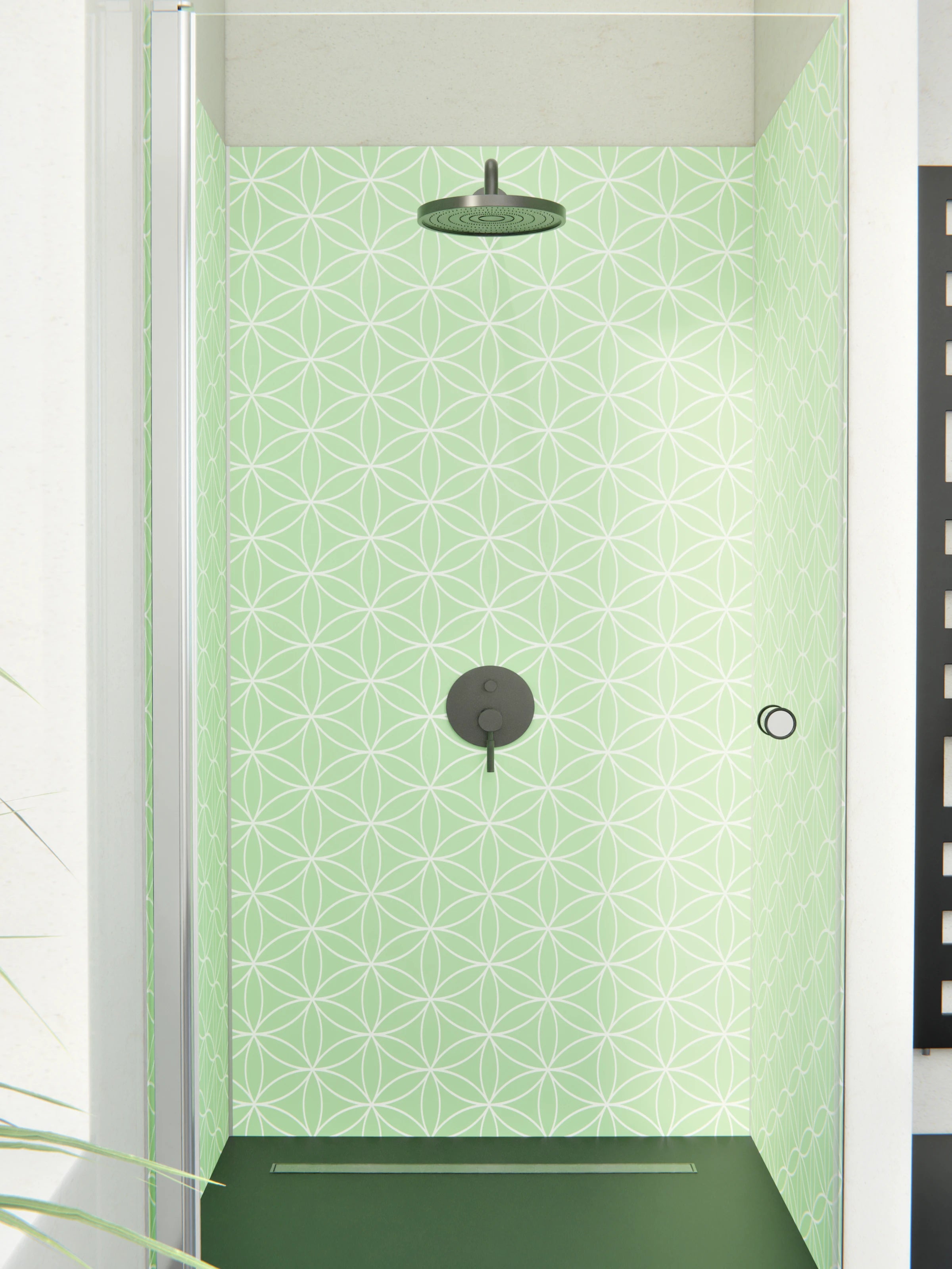 Duschrückwand - Geometrica - Fiori - Muschio
