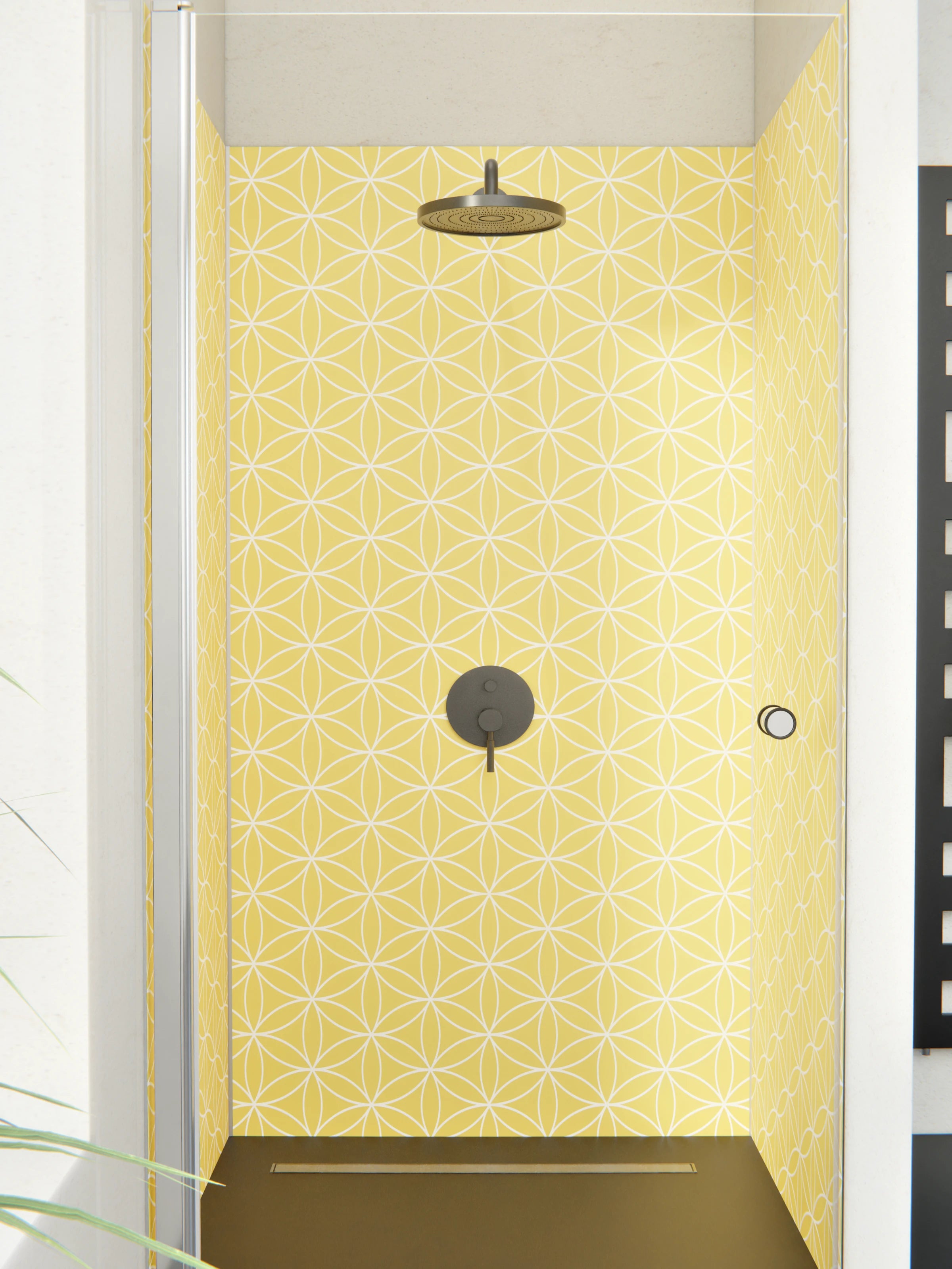 Duschrückwand - Geometrica - Fiori - Oro