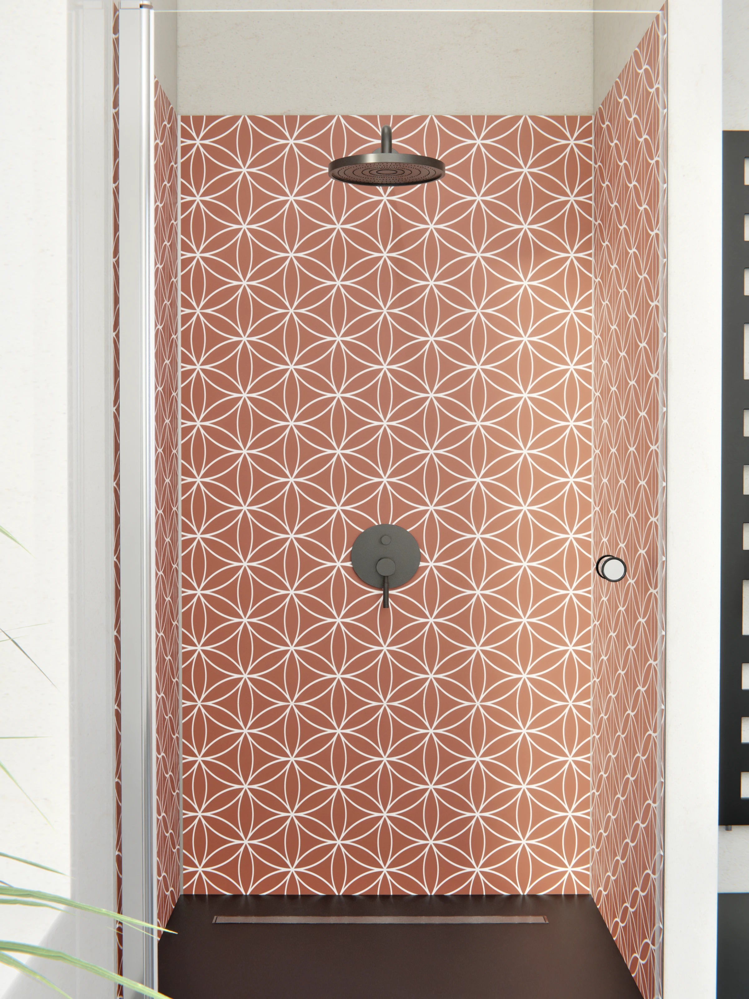 Duschrückwand - Geometrica - Fiori - Ruggine