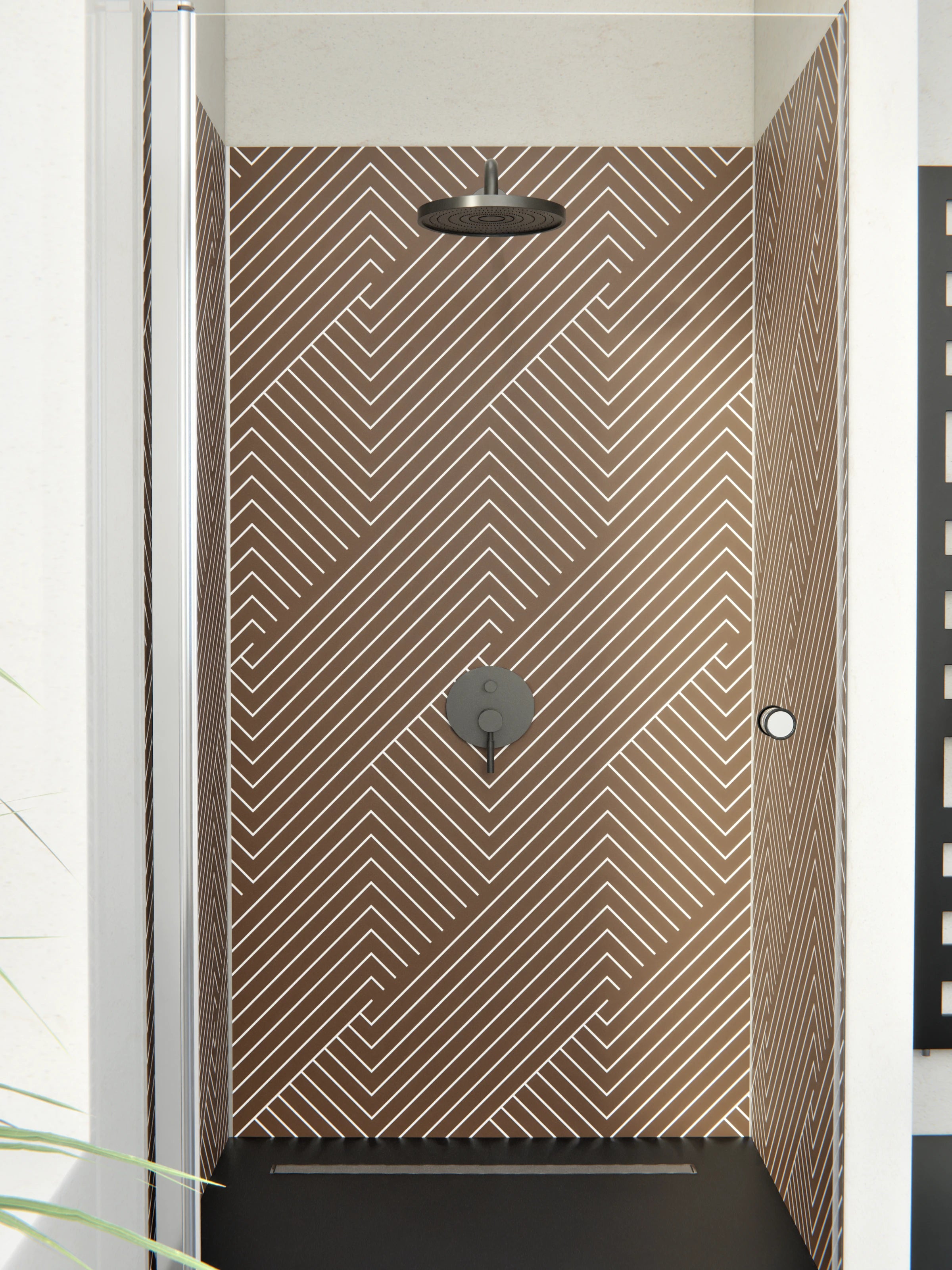 Duschrückwand - Geometrica - Intreccio - Caffè