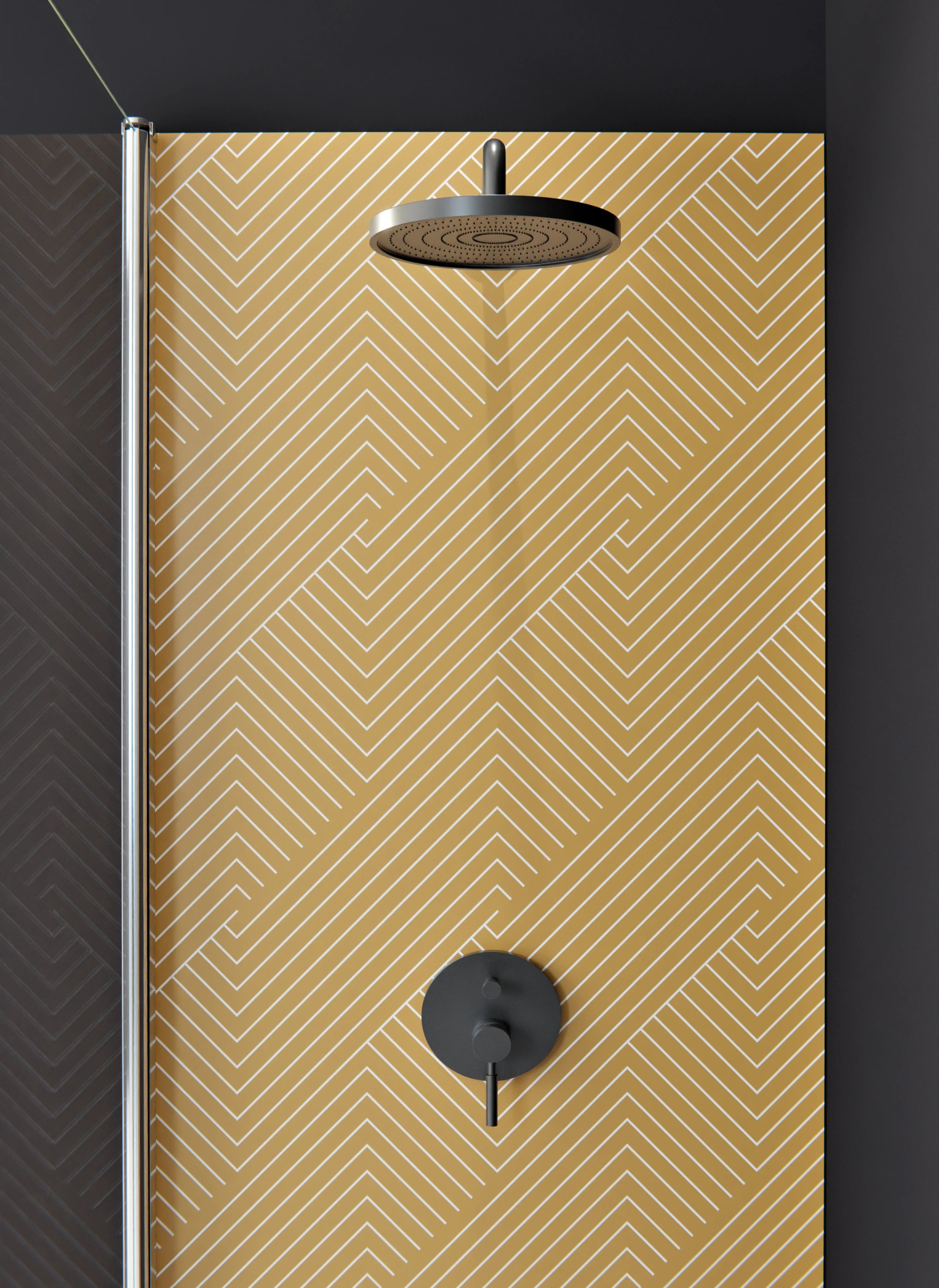 Duschrückwand - Geometrica - Intreccio - Ocra