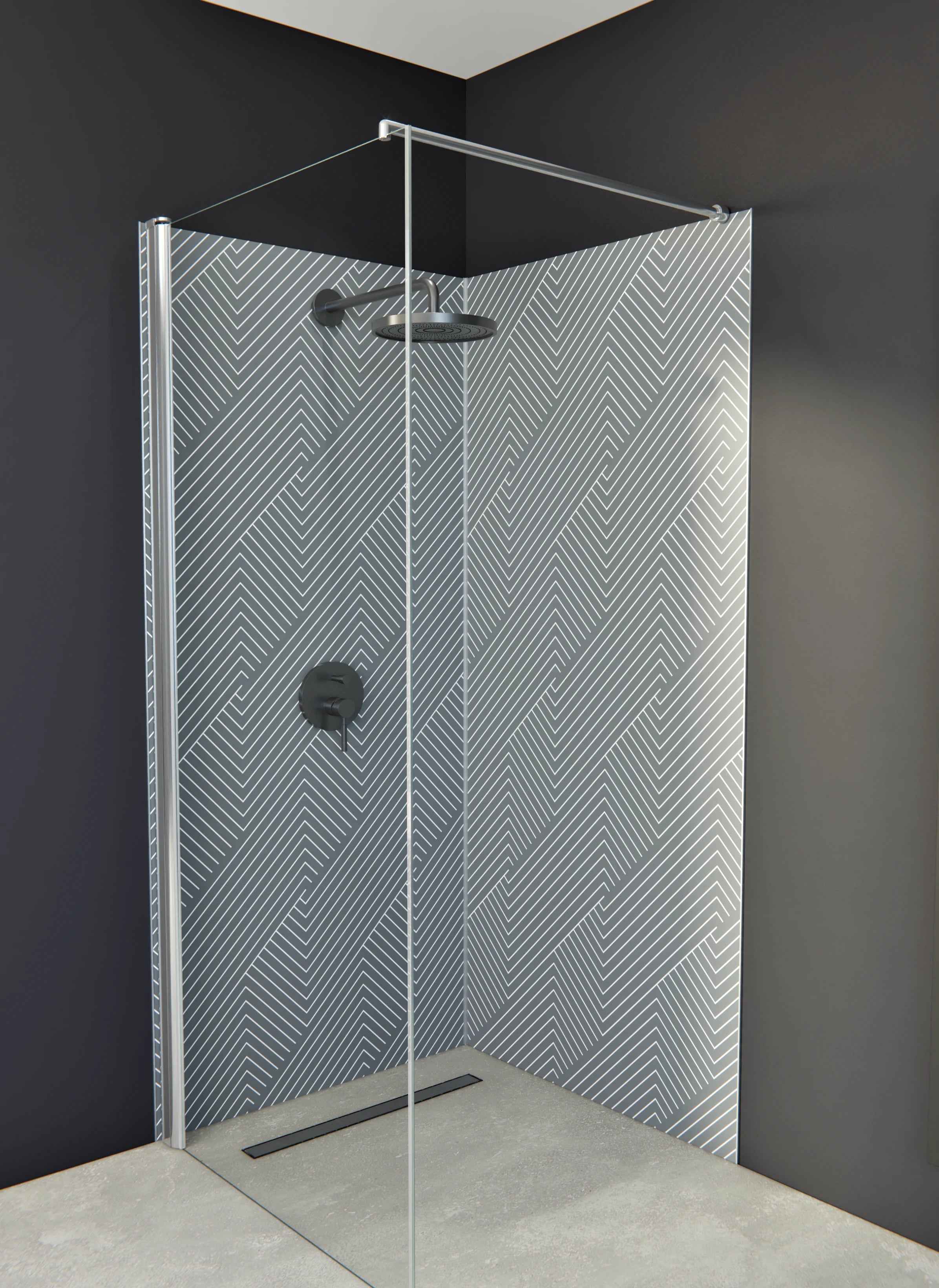 Duschrückwand - Geometrica - Intreccio - Piombo