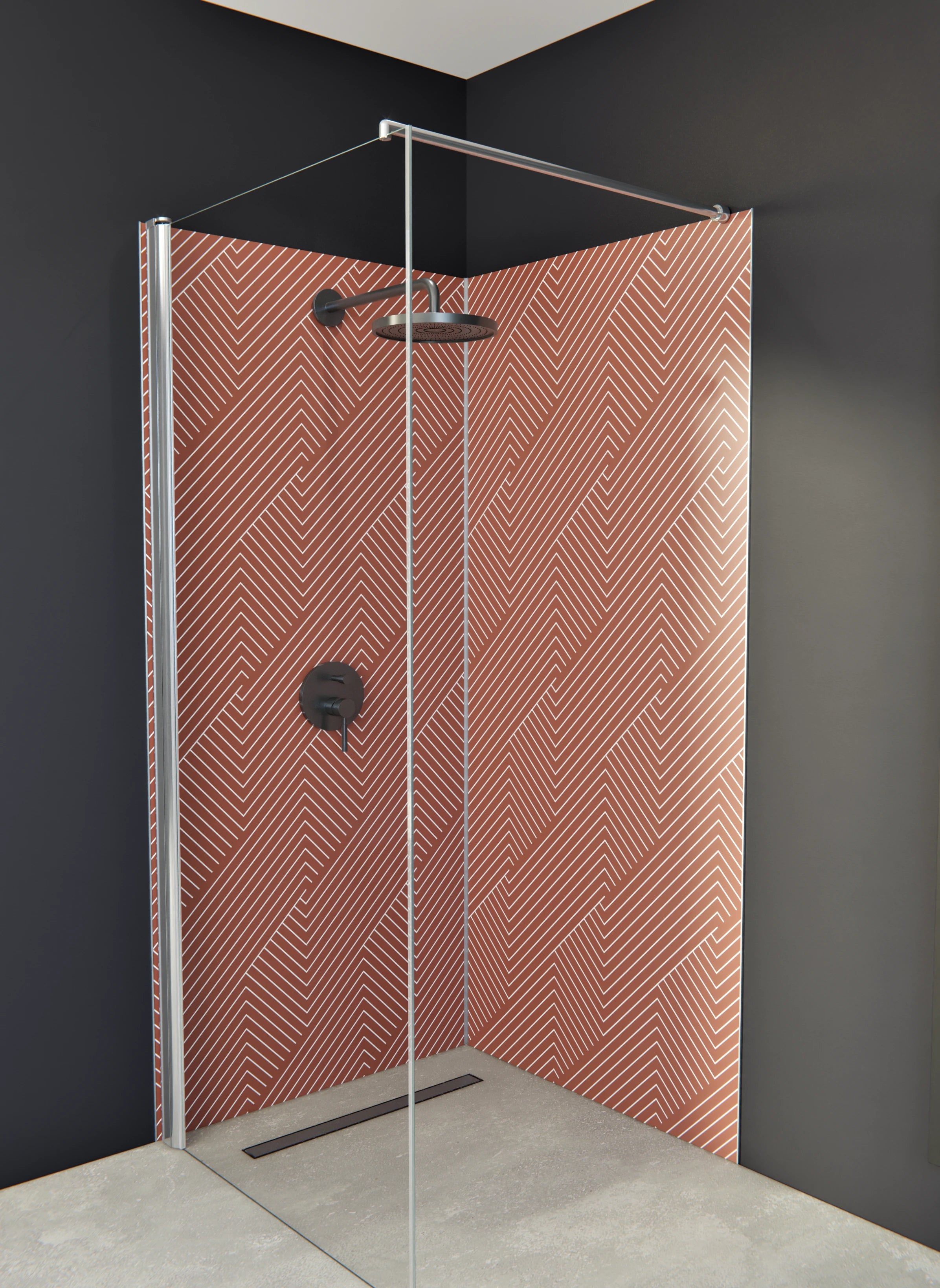 Duschrückwand - Geometrica - Intreccio - Ruggine
