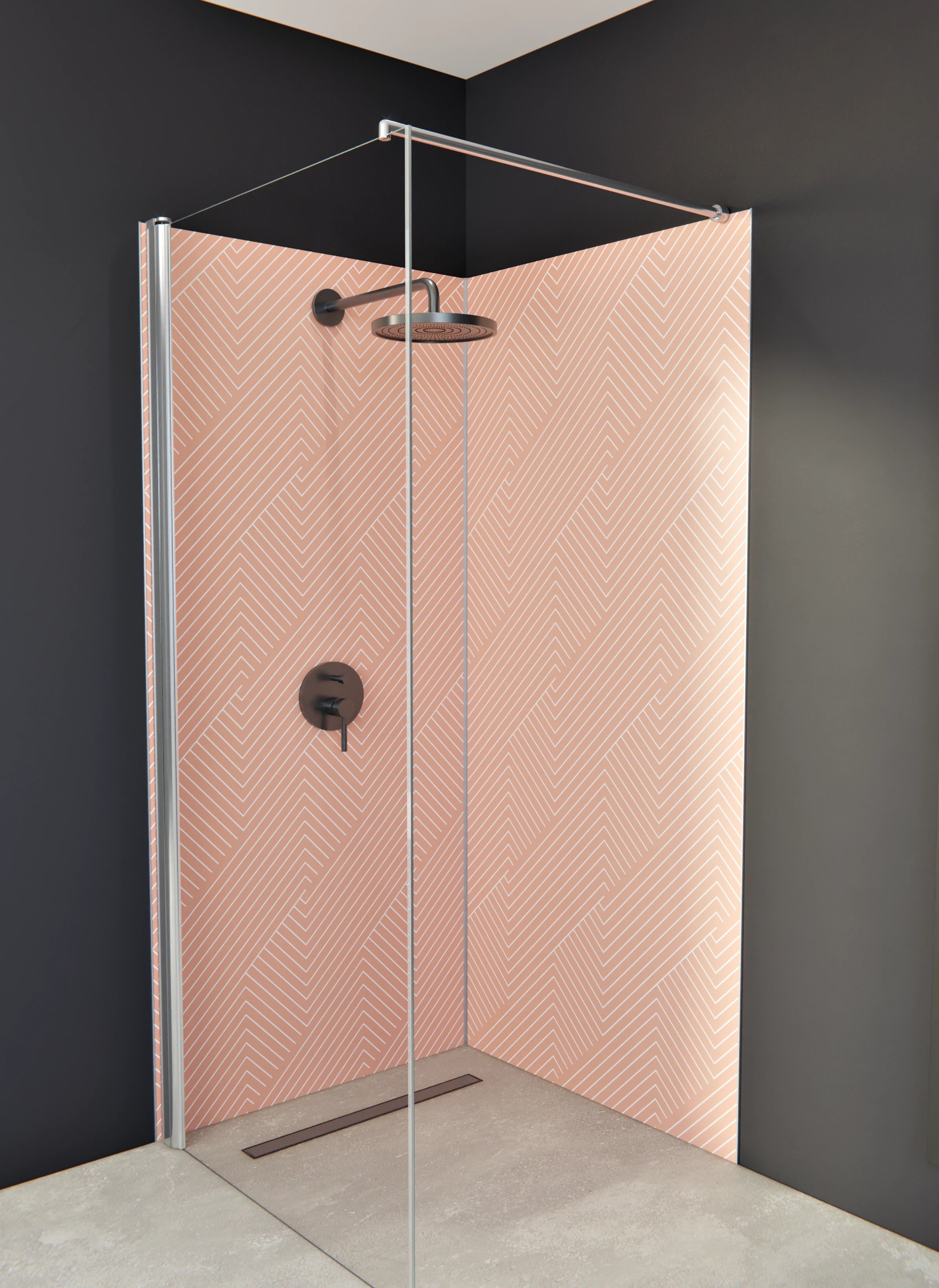 Duschrückwand - Geometrica - Intreccio - Salmone