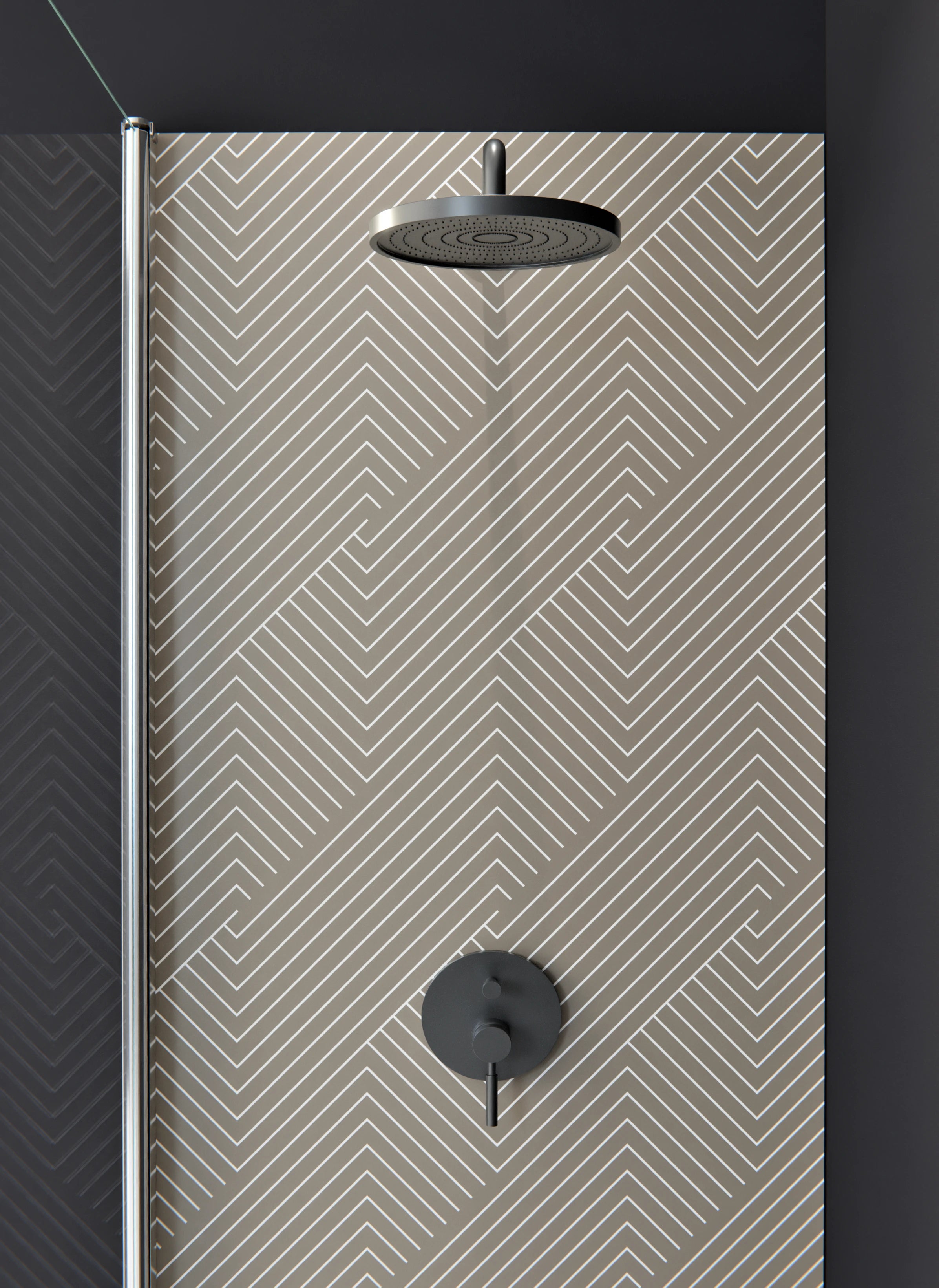 Duschrückwand - Geometrica - Intreccio  - Tortora