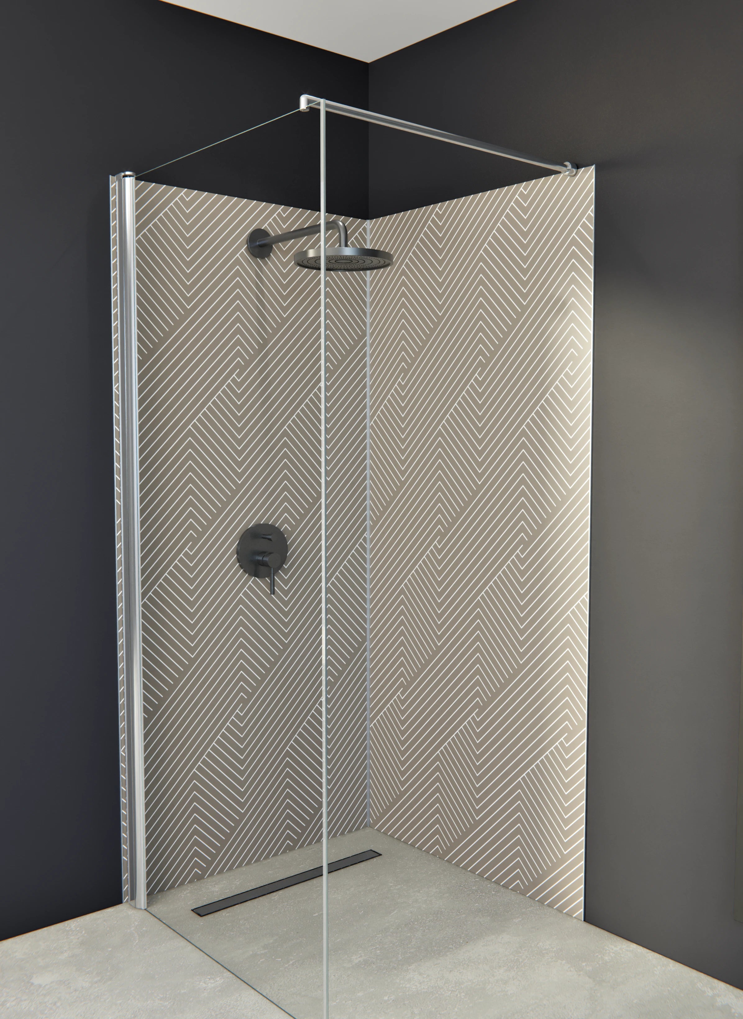 Duschrückwand - Geometrica - Intreccio  - Tortora