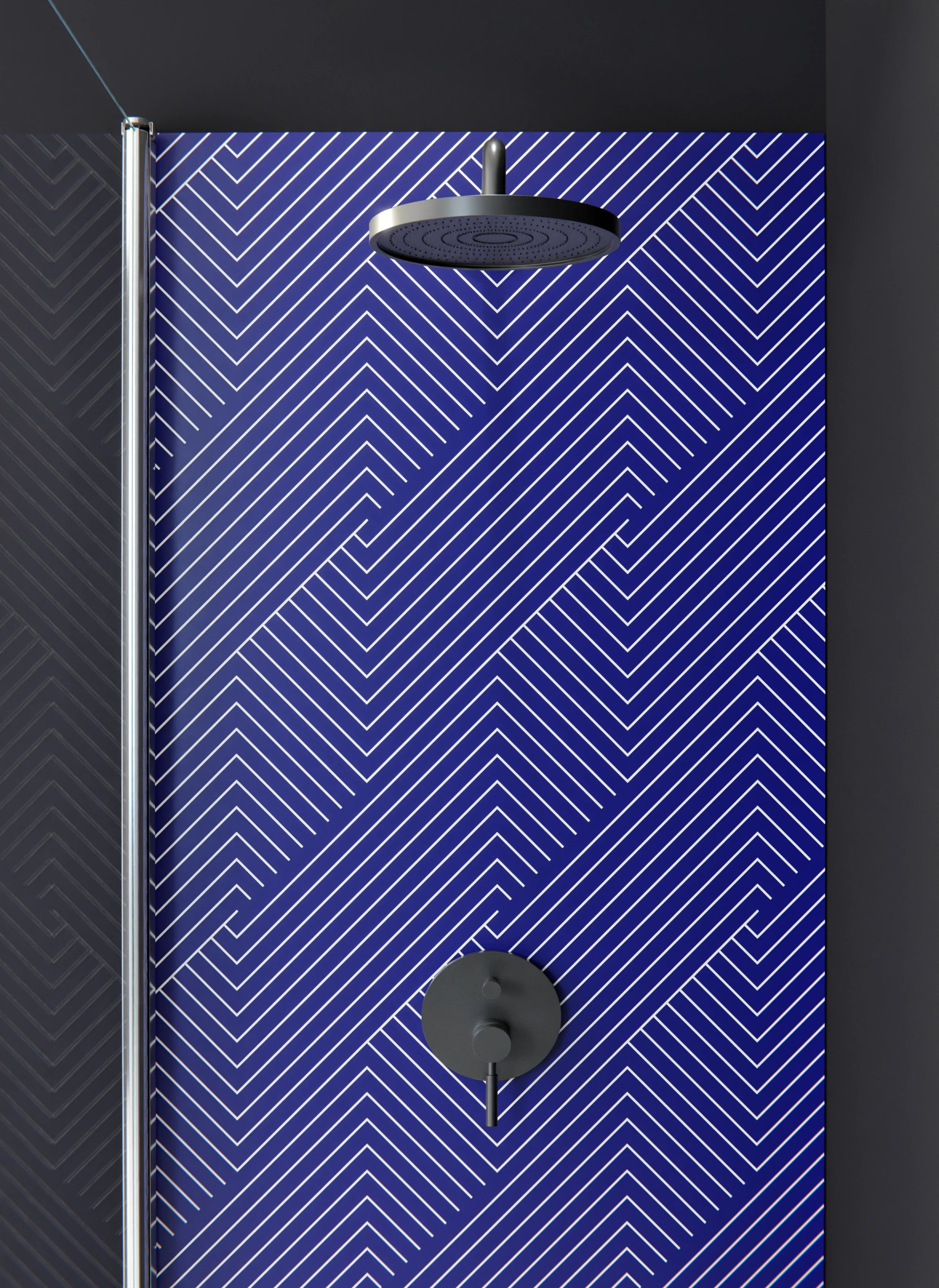 Duschrückwand - Geometrica - Intreccio - Zaffiro