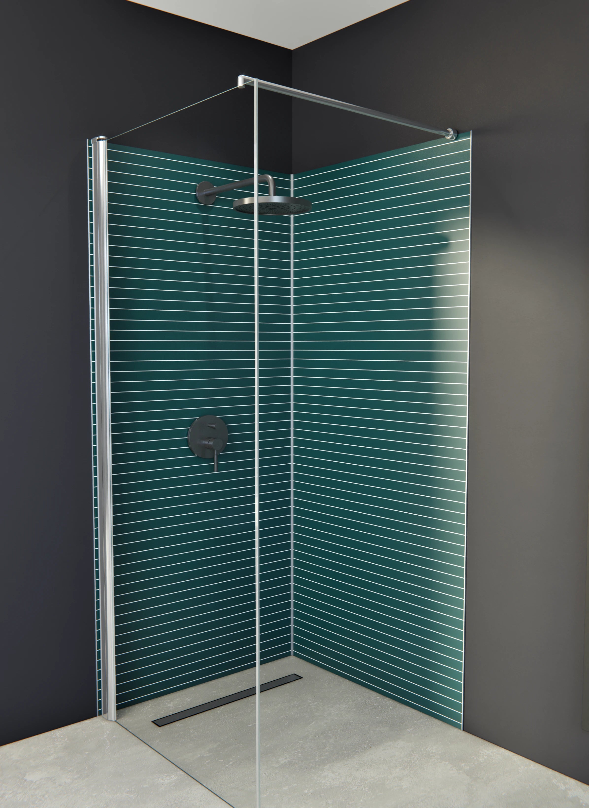 Duschrückwand - Geometrica - Orizzontale - Verde petrolio - Orizzontale