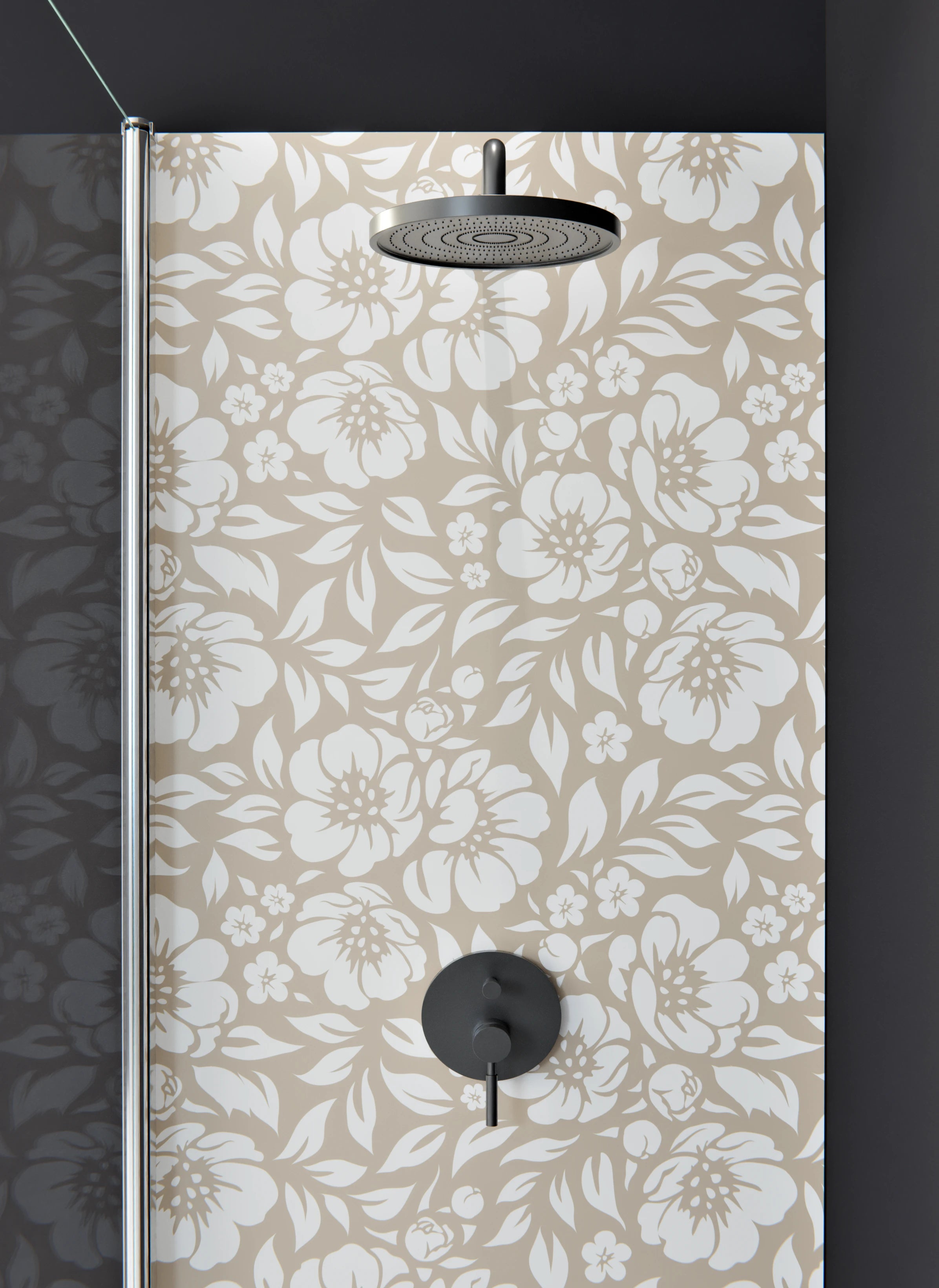 Duschrückwand - Natura - Floreale - Cappuccino