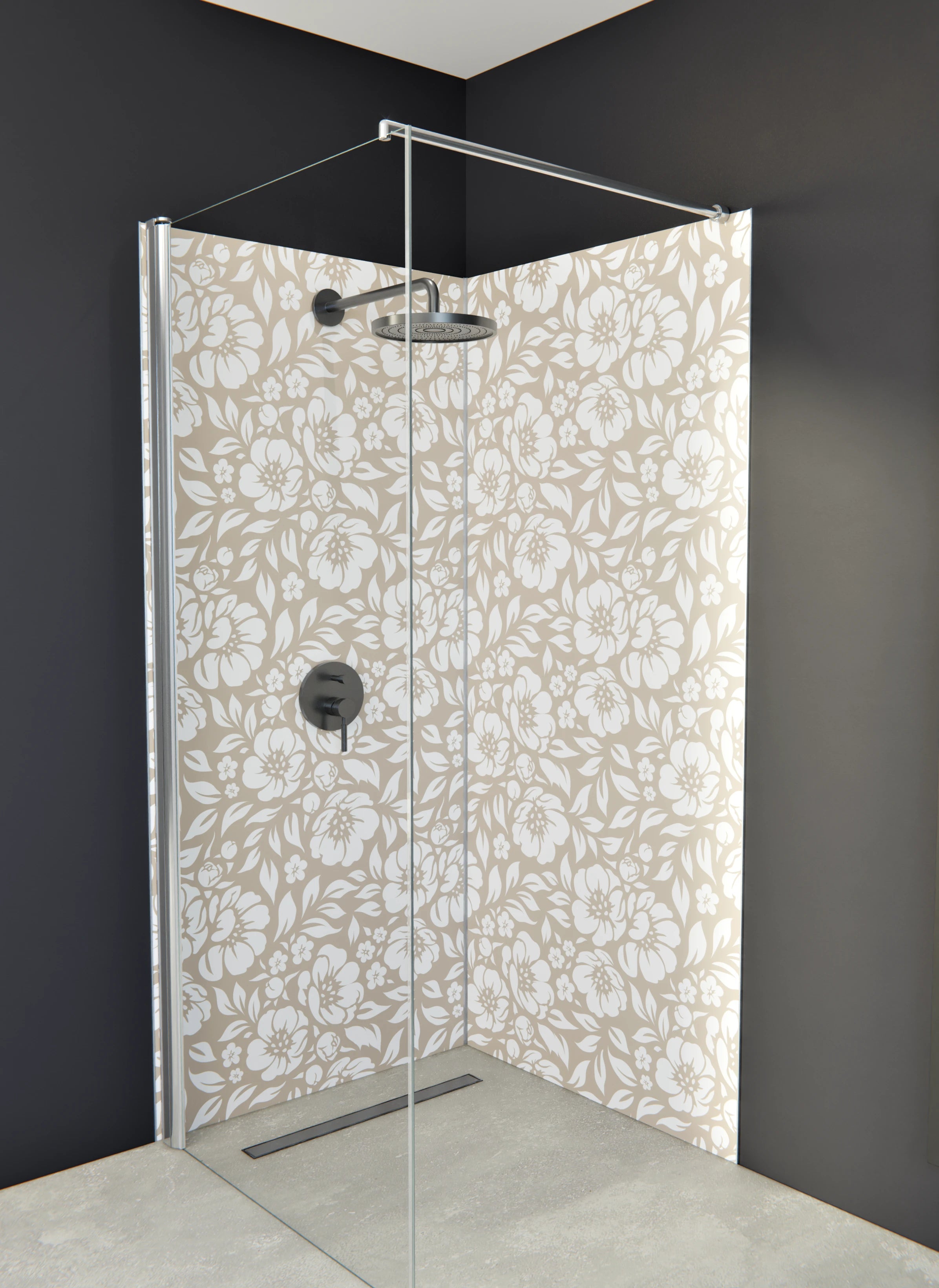 Duschrückwand - Natura - Floreale - Cappuccino