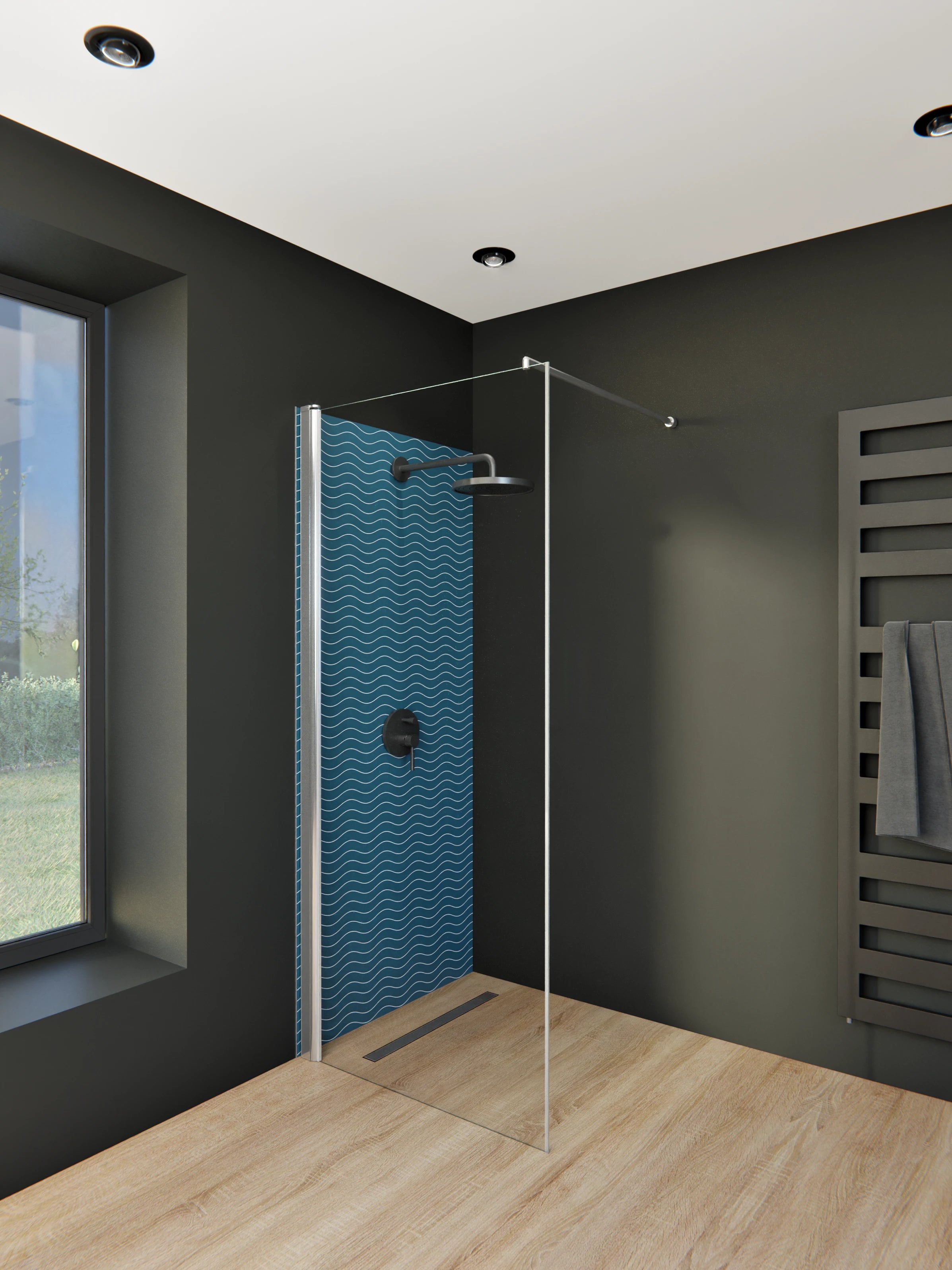 Duschrückwand - Onde - Abisso - Blu Petrolio