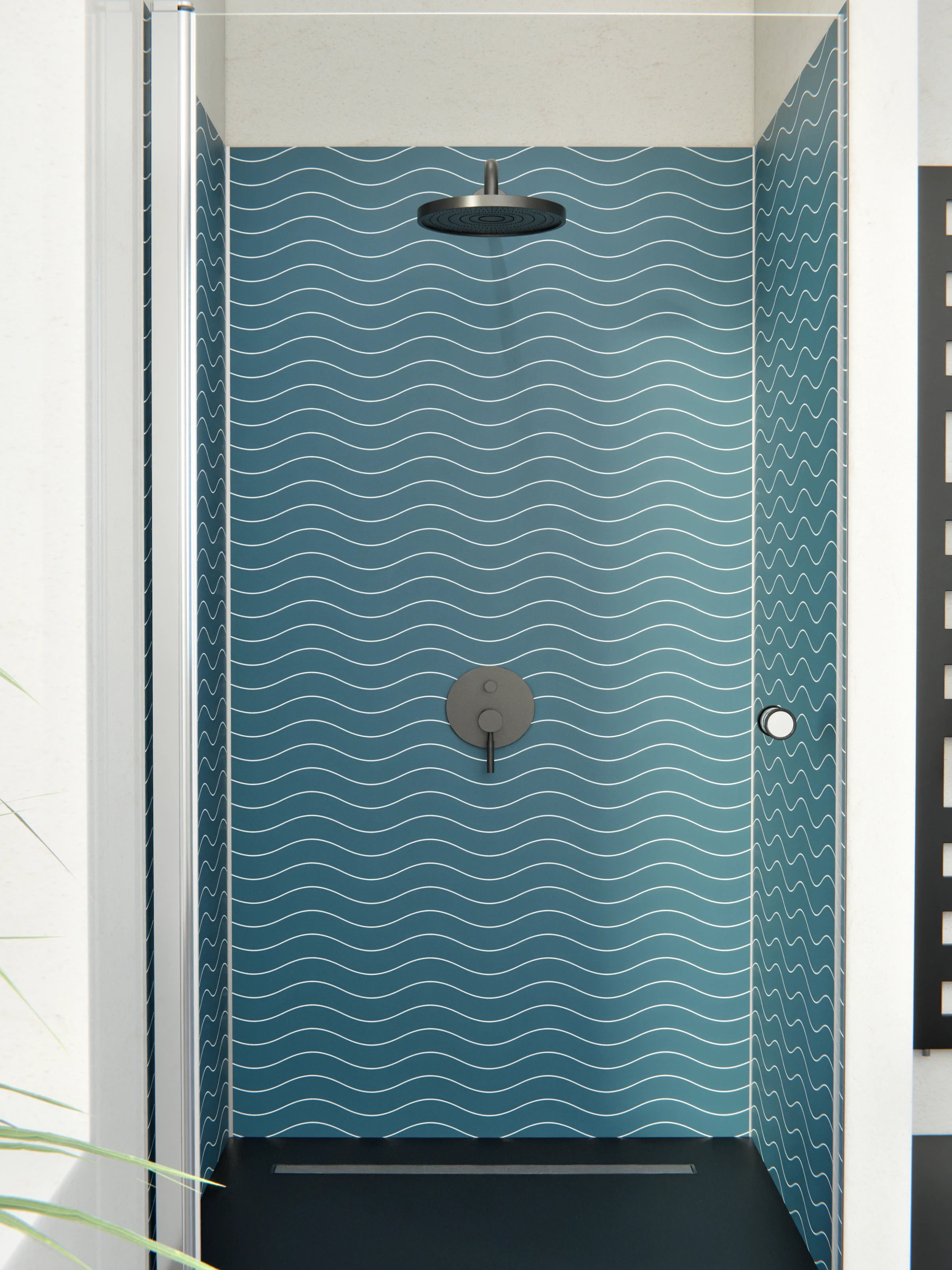 Duschrückwand - Onde - Abisso - Blu Petrolio