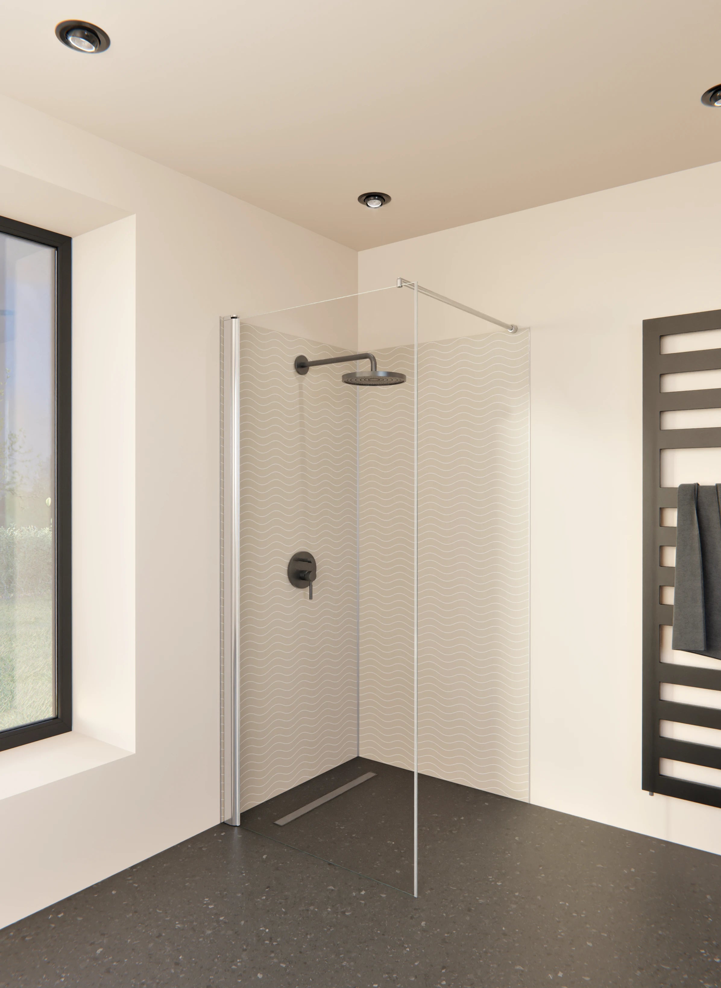 Duschrückwand - Onde - Abisso - Cappuccino