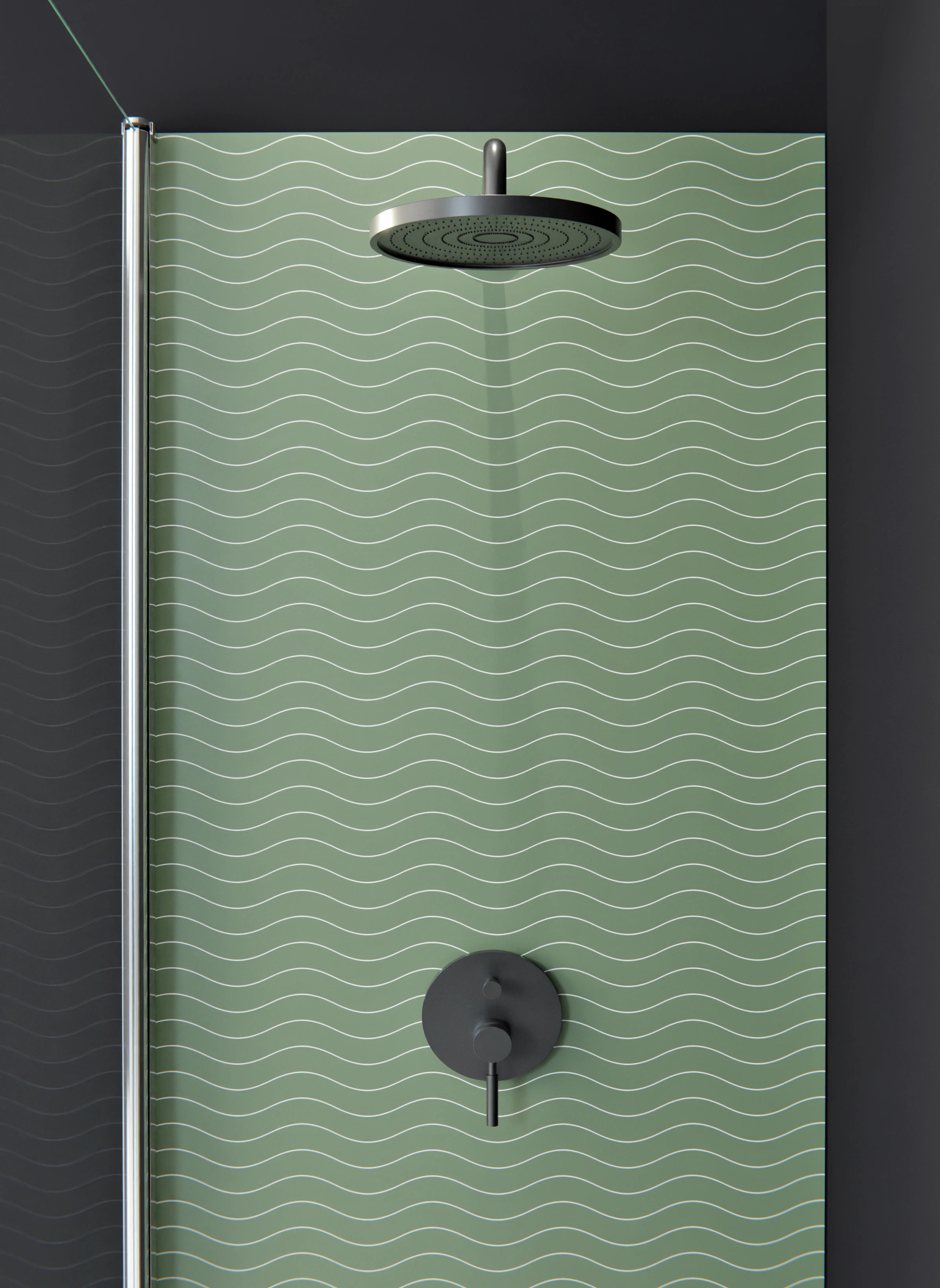 Duschrückwand - Onde - Abisso - Oliva