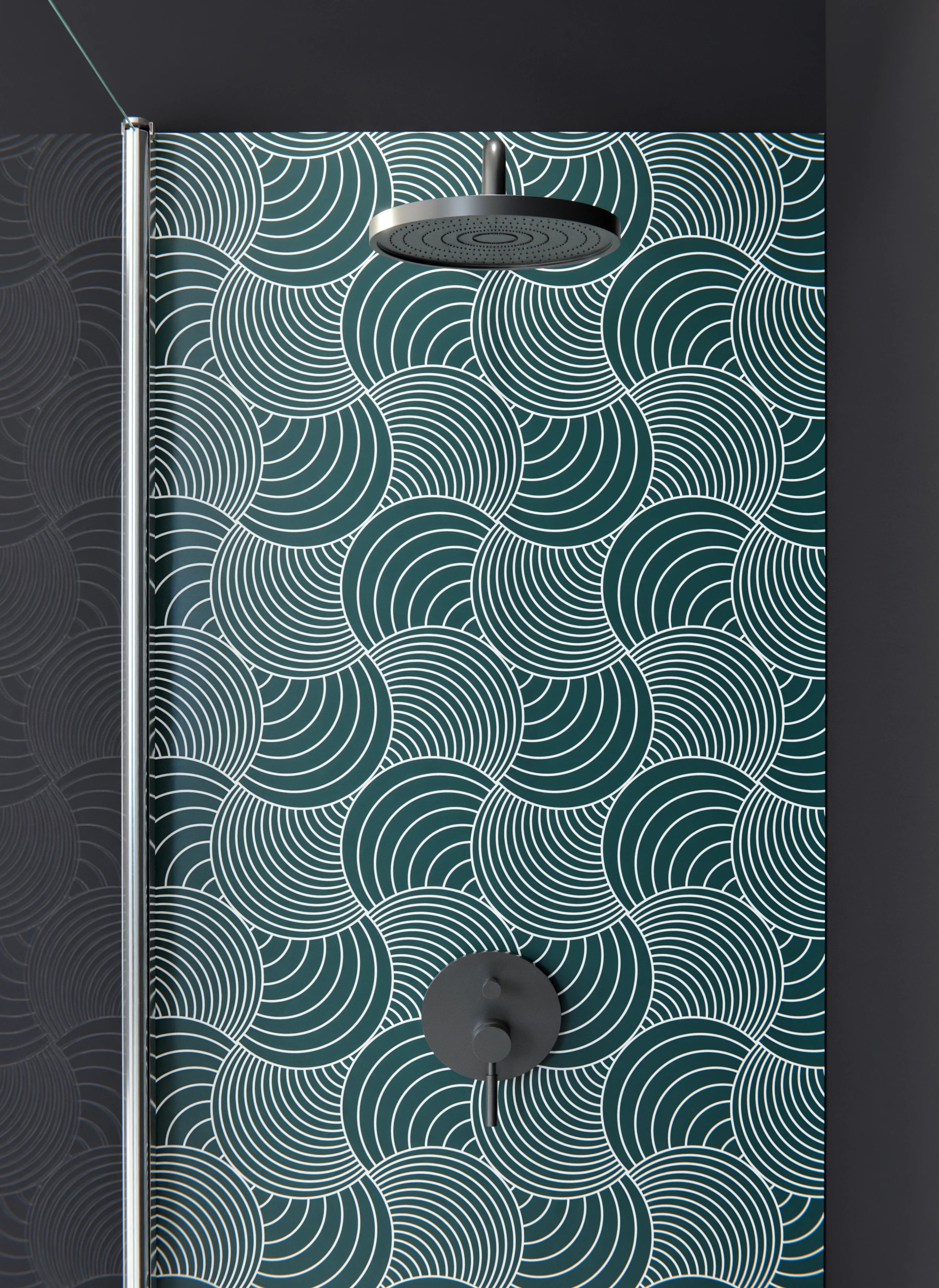 Duschrückwand - Onde - Immaginario - Verde petrolio