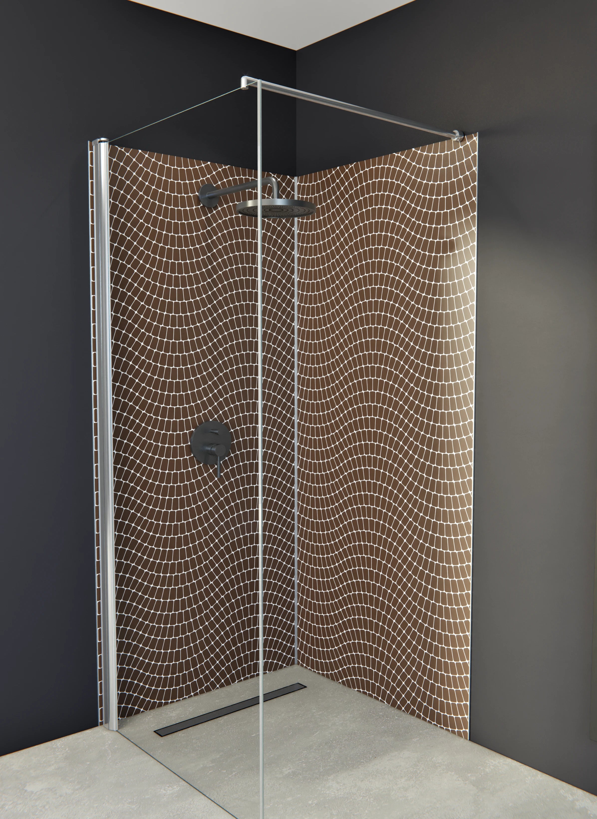 Duschrückwand - Onde - Sinuoso - Caffè