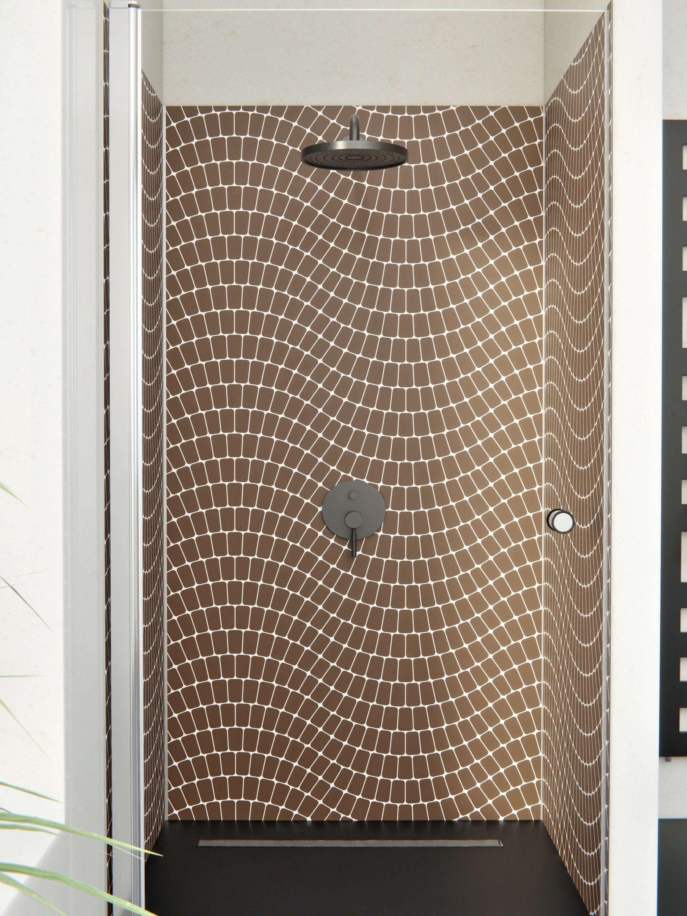 Duschrückwand - Onde - Sinuoso - Caffè