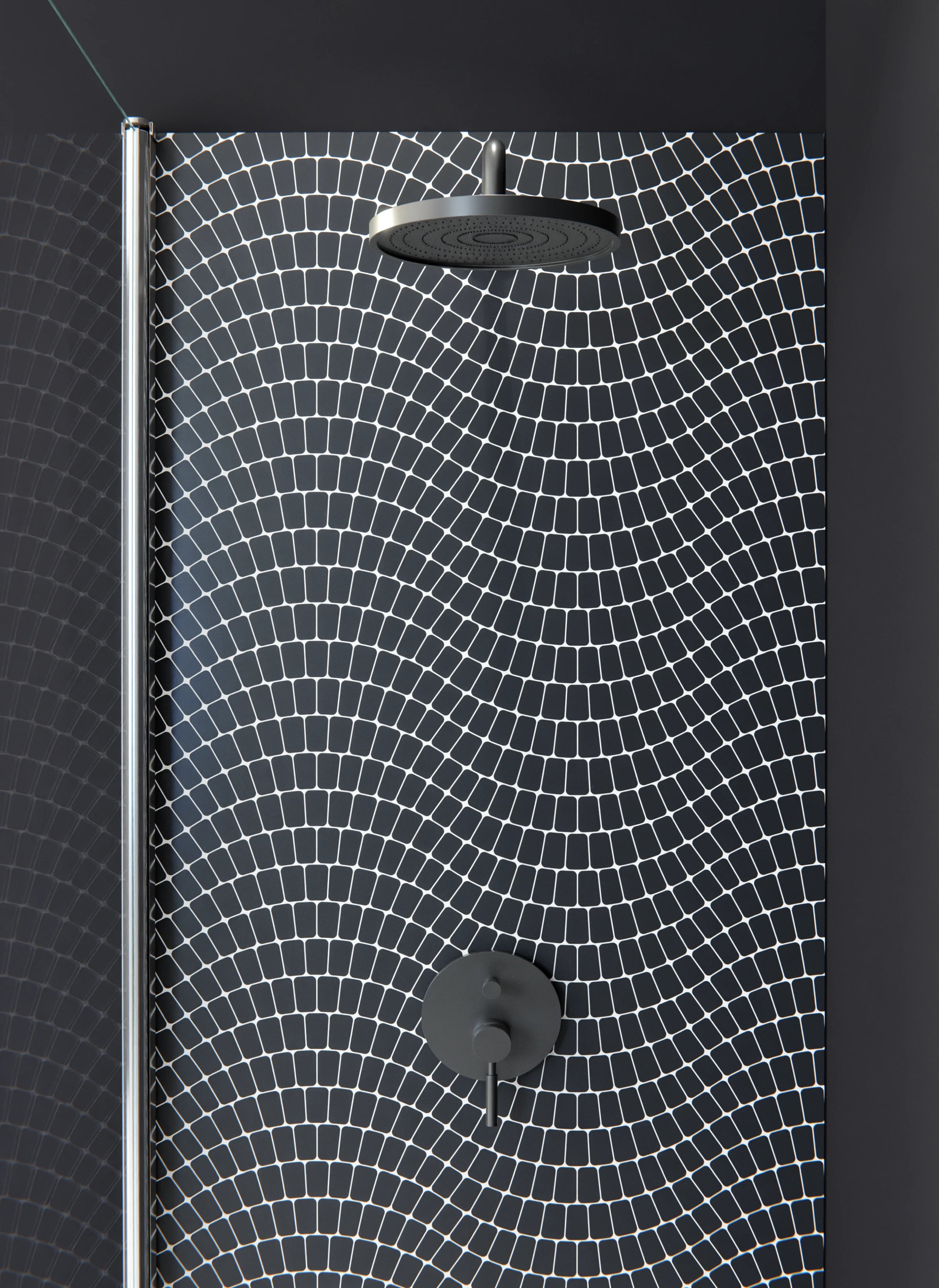 Duschrückwand - Onde - Sinuoso - Carbone