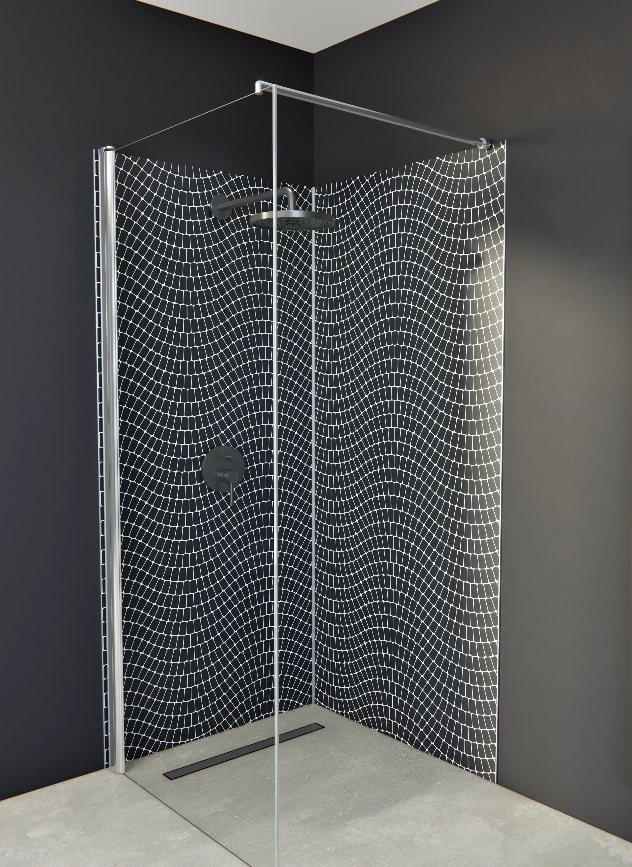 Duschrückwand - Onde - Sinuoso - Carbone