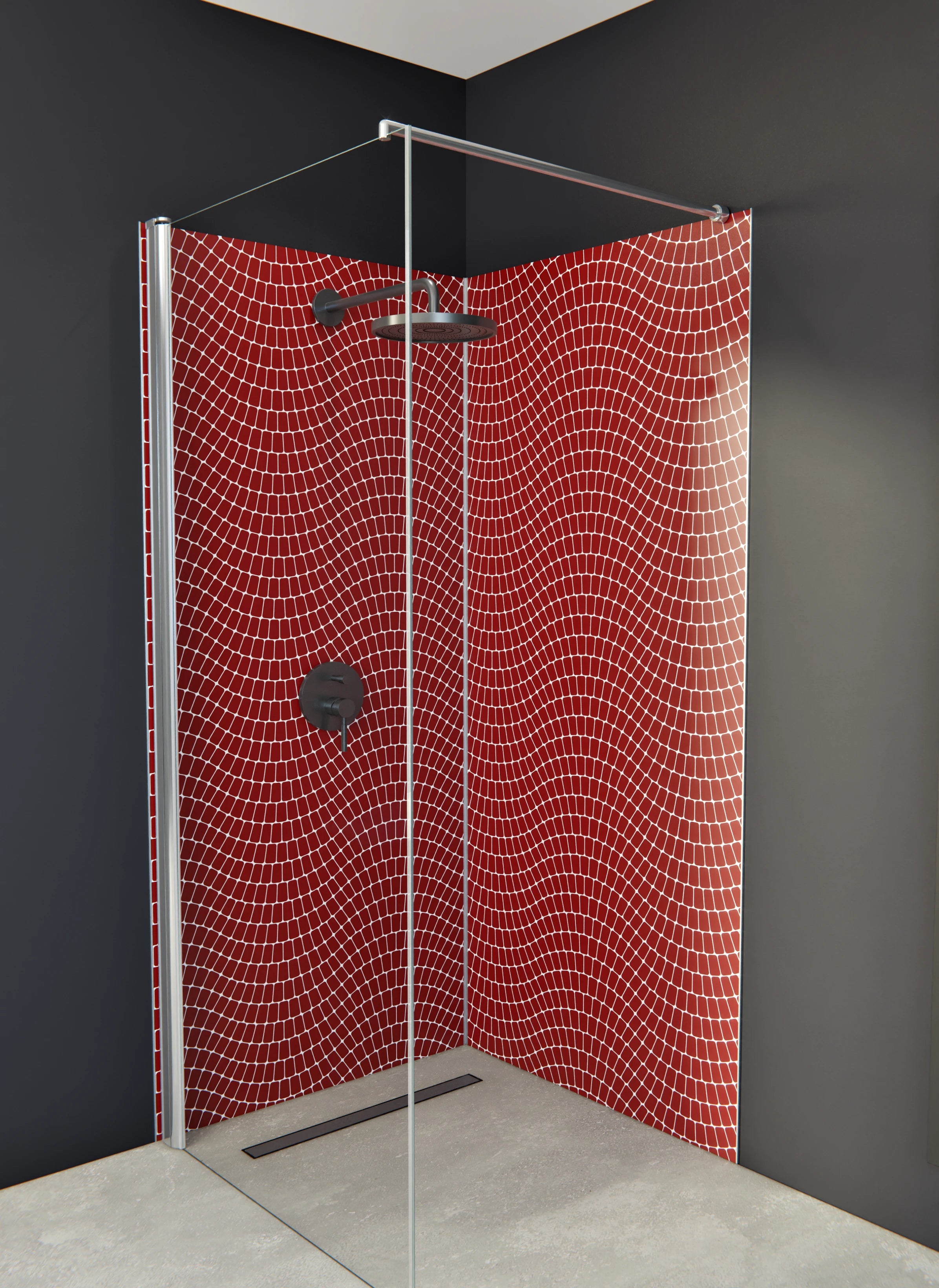 Duschrückwand - Onde - Sinuoso - Granata