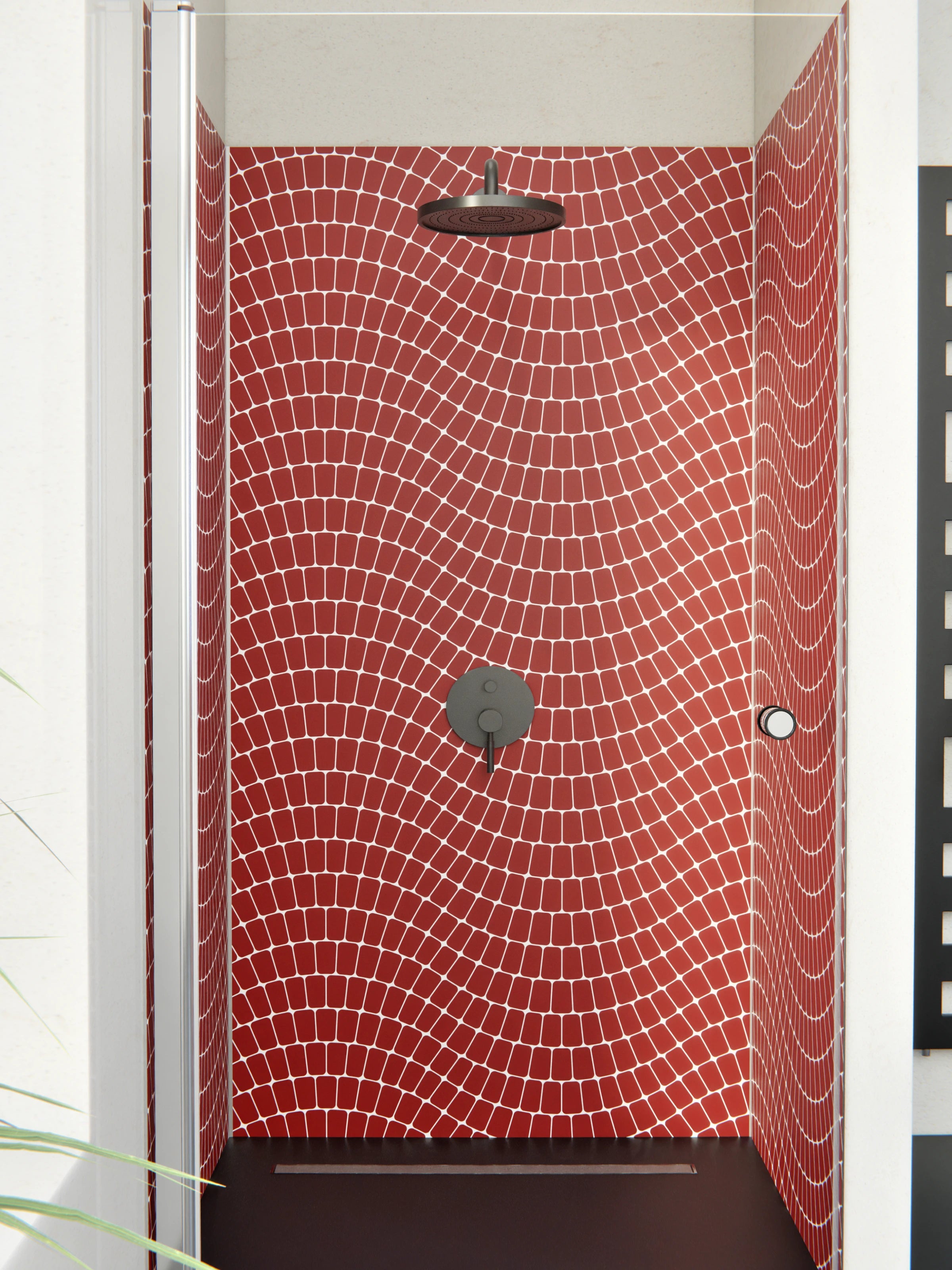 Duschrückwand - Onde - Sinuoso - Granata