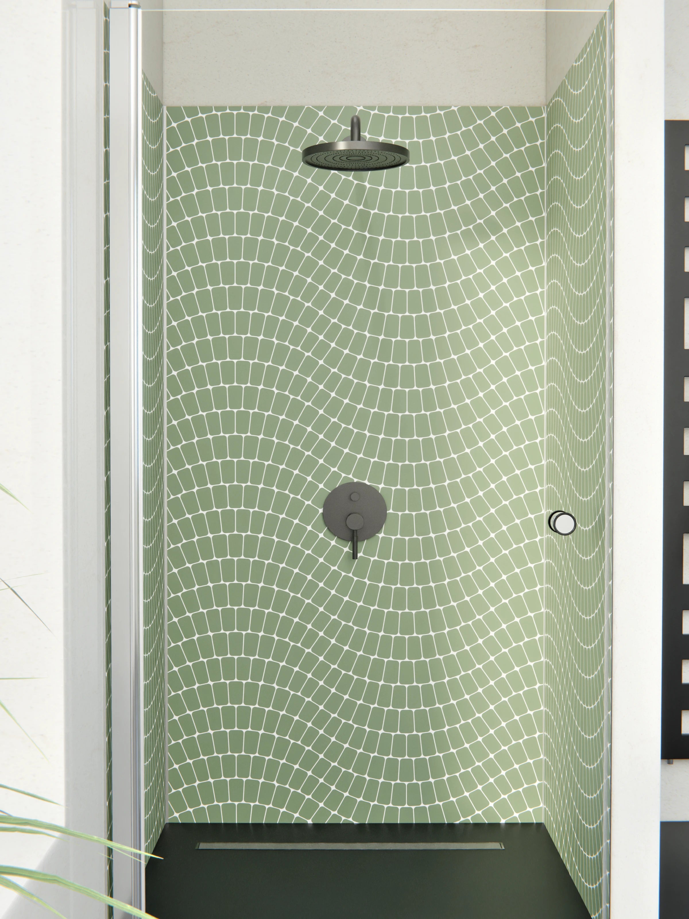 Duschrückwand - Onde - Sinuoso - Oliva