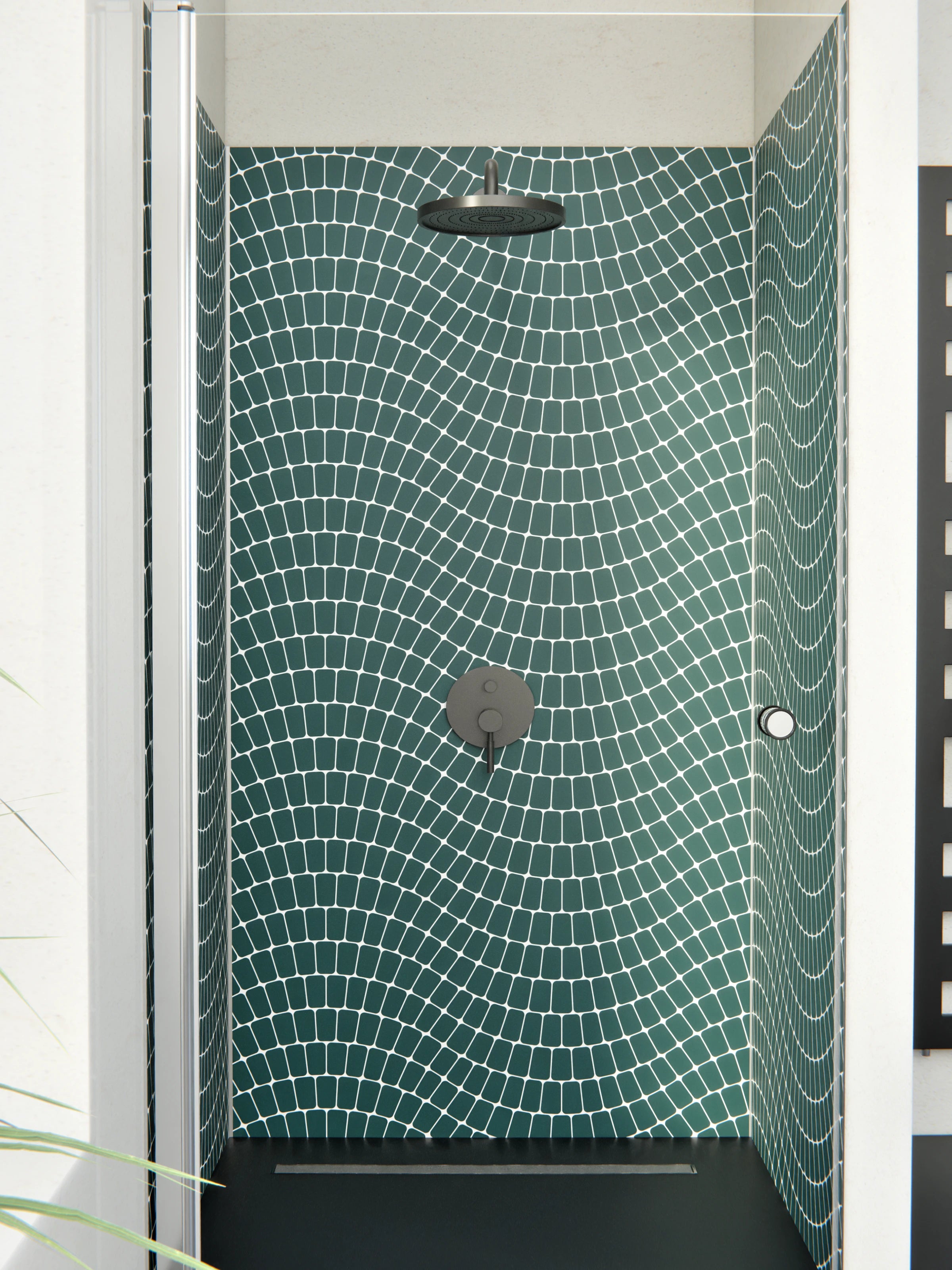 Duschrückwand - Onde - Sinuoso - Verde petrolio