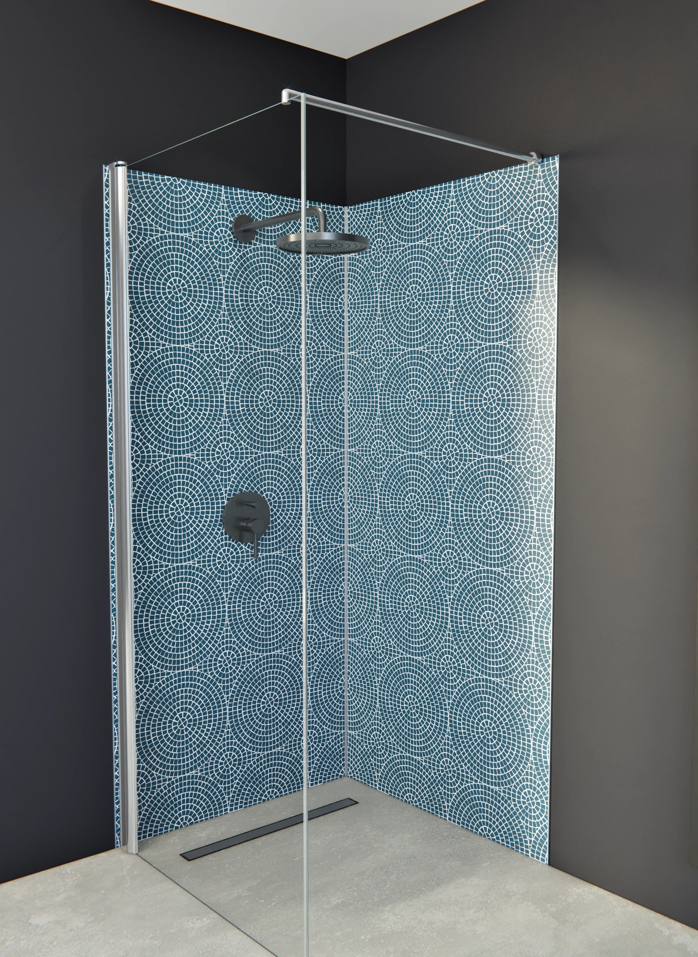 Duschrückwand - Pietre - Mosaico - Blu Petrolio