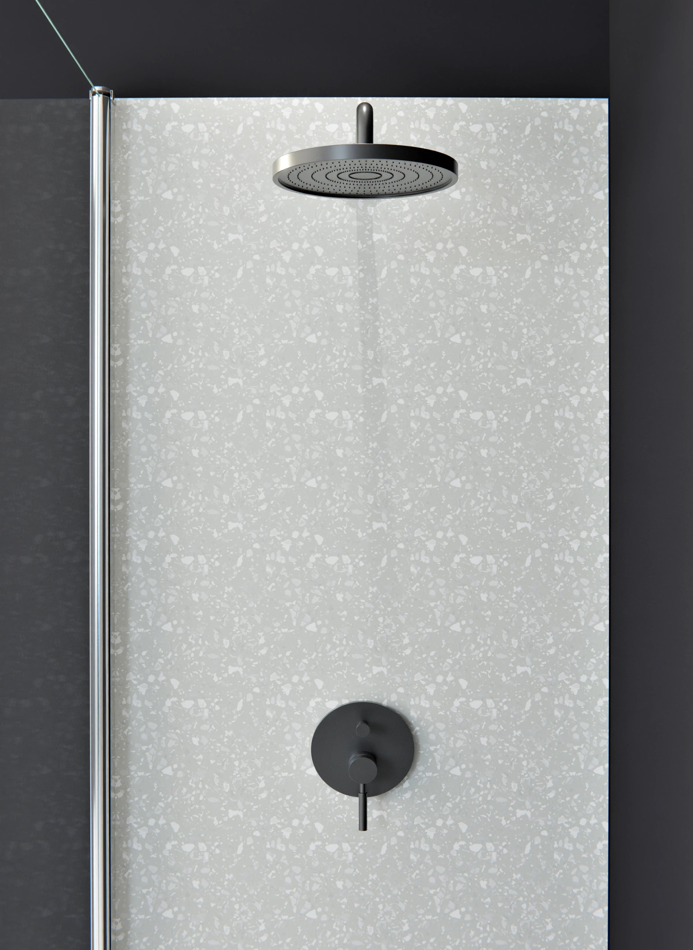 Duschrückwand - Pietre - Terrazzo - Argento