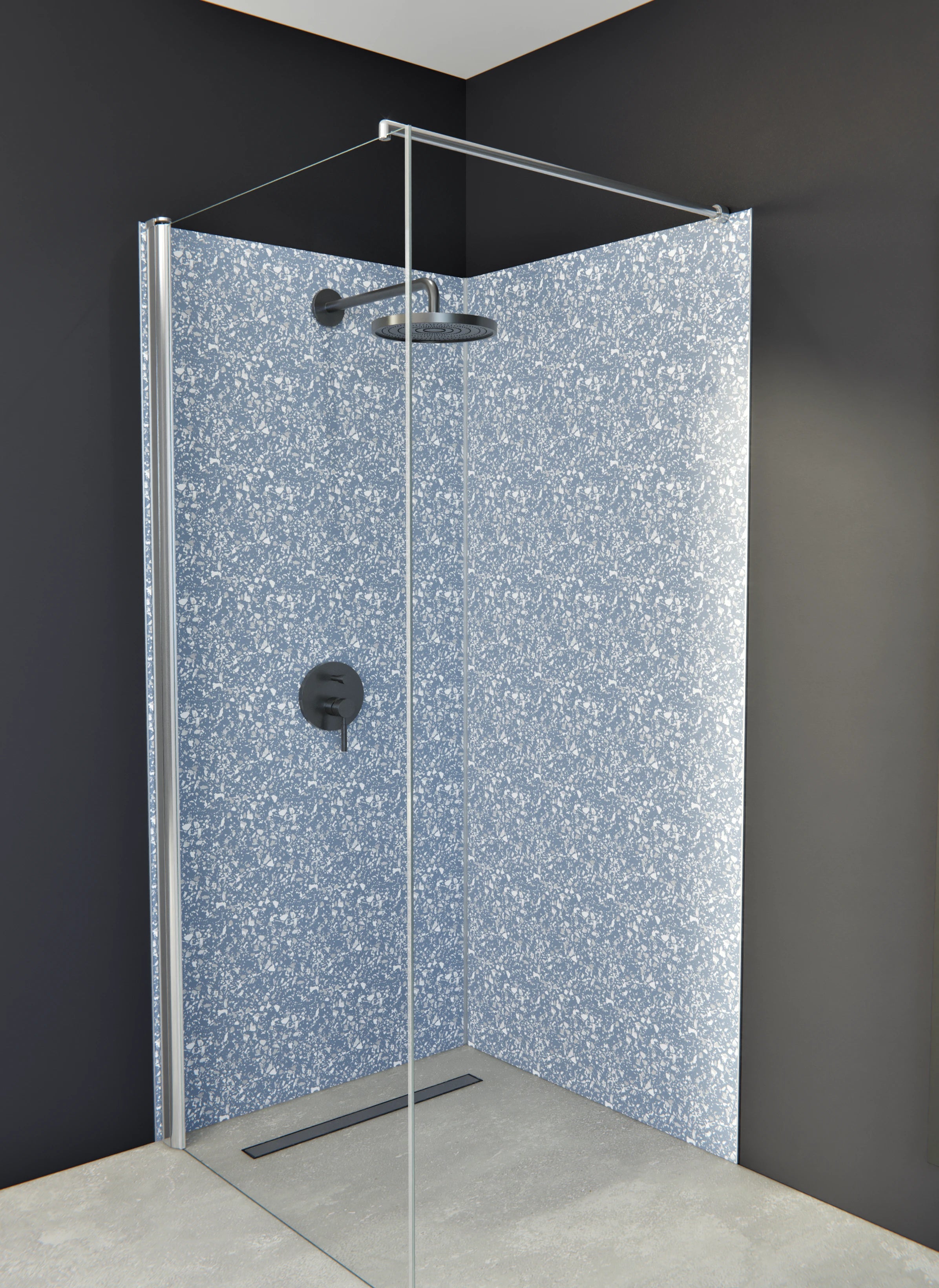 Duschrückwand - Pietre - Terrazzo - Azzurro polvere