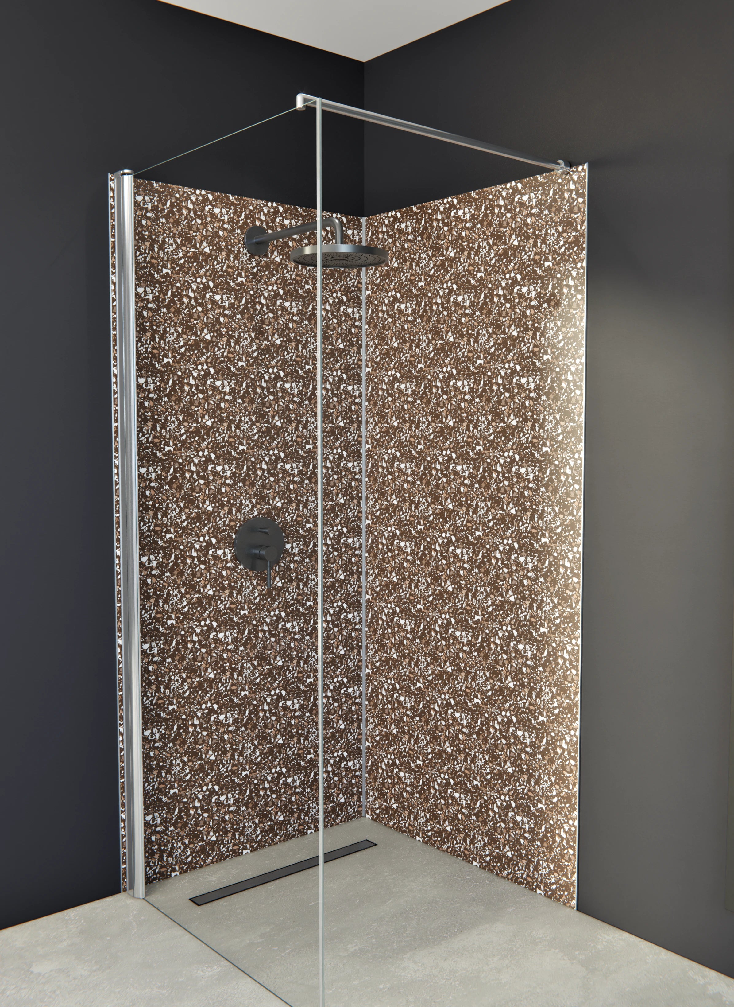 Duschrückwand - Pietre - Terrazzo - Caffè