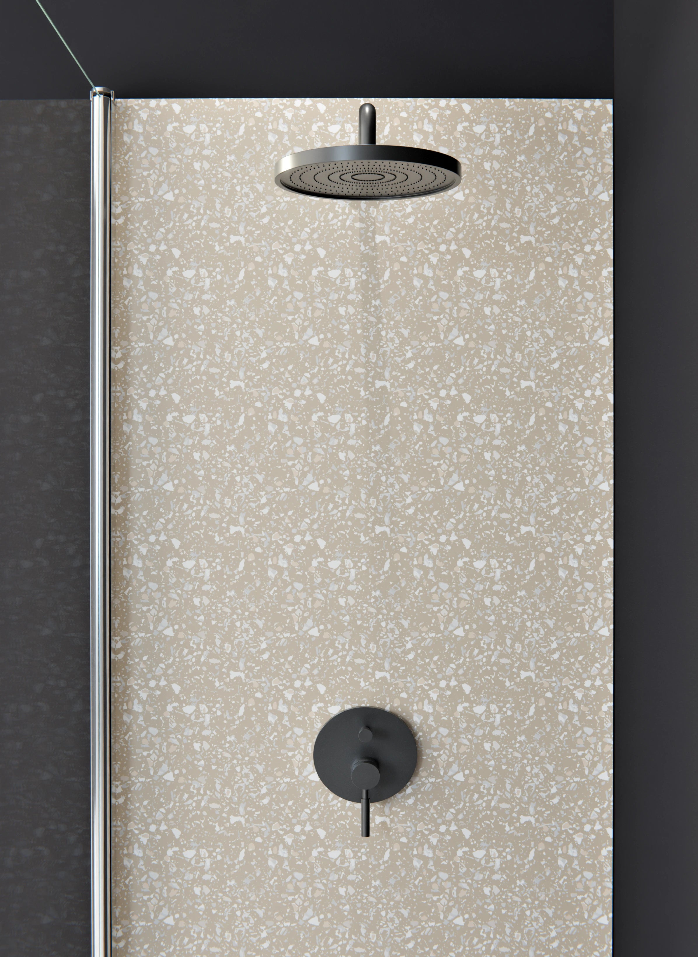 Duschrückwand - Pietre - Terrazzo - Cappuccino