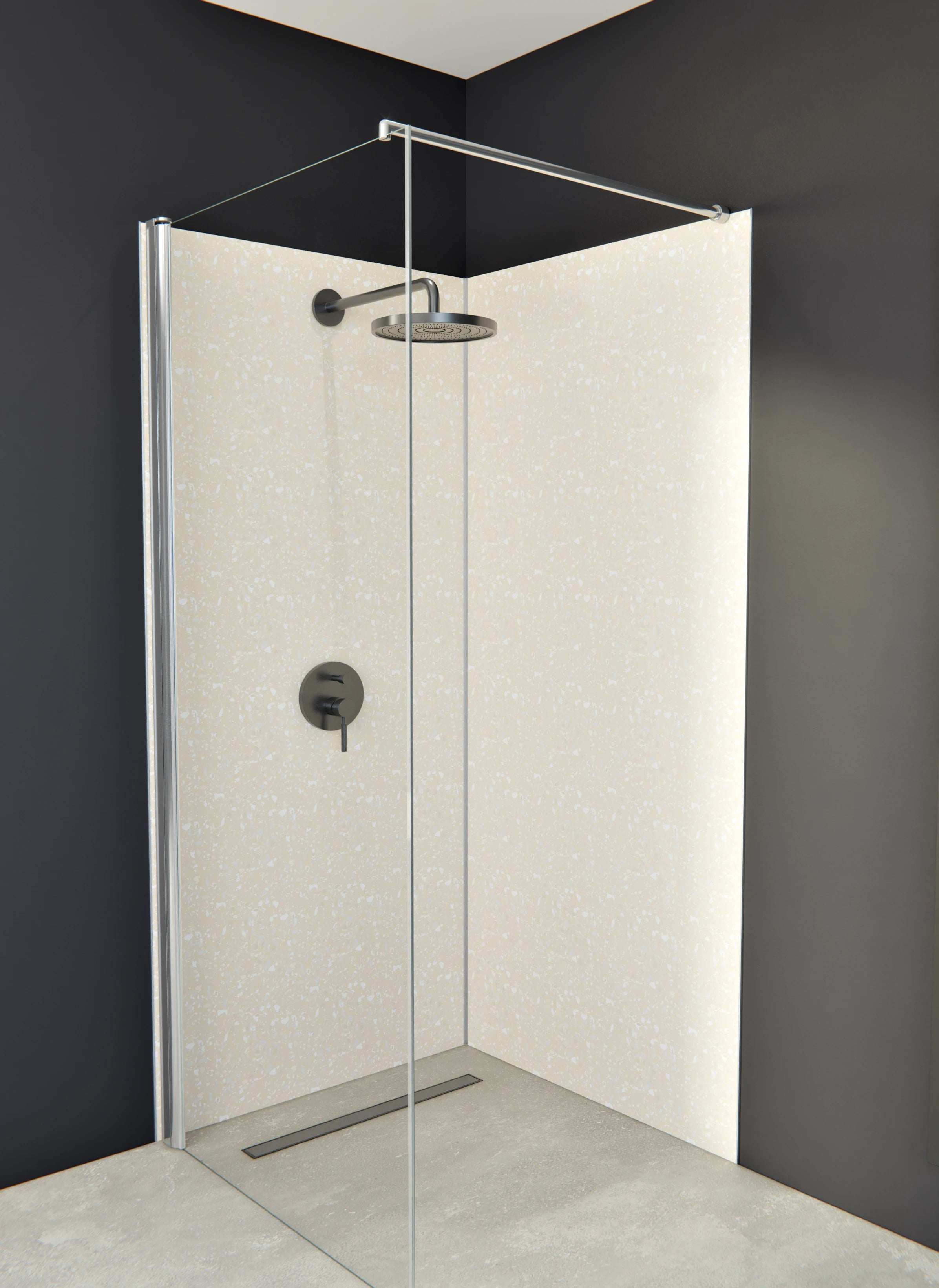 Duschrückwand - Pietre - Terrazzo - Crema