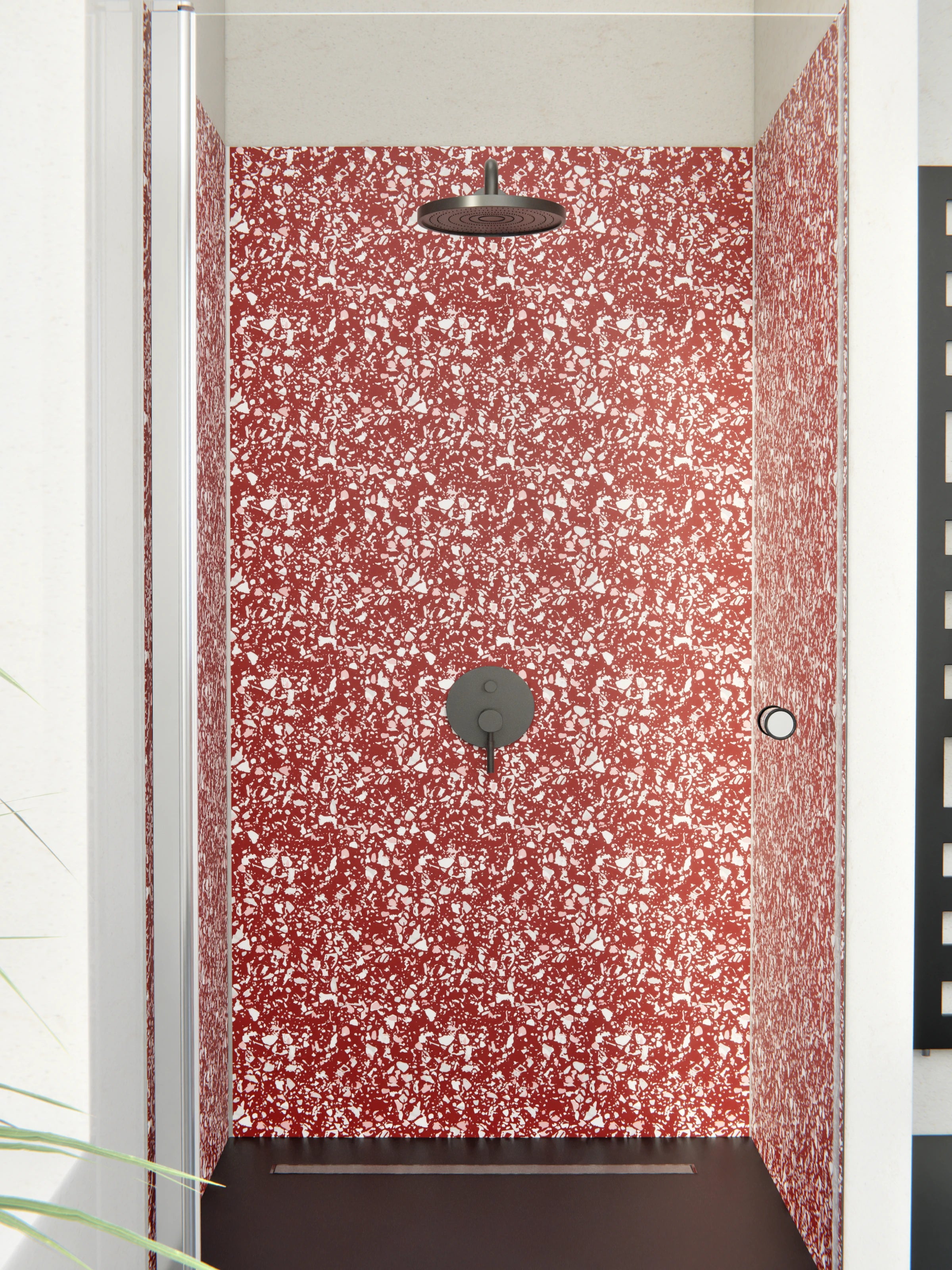 Duschrückwand - Pietre - Terrazzo - Granata