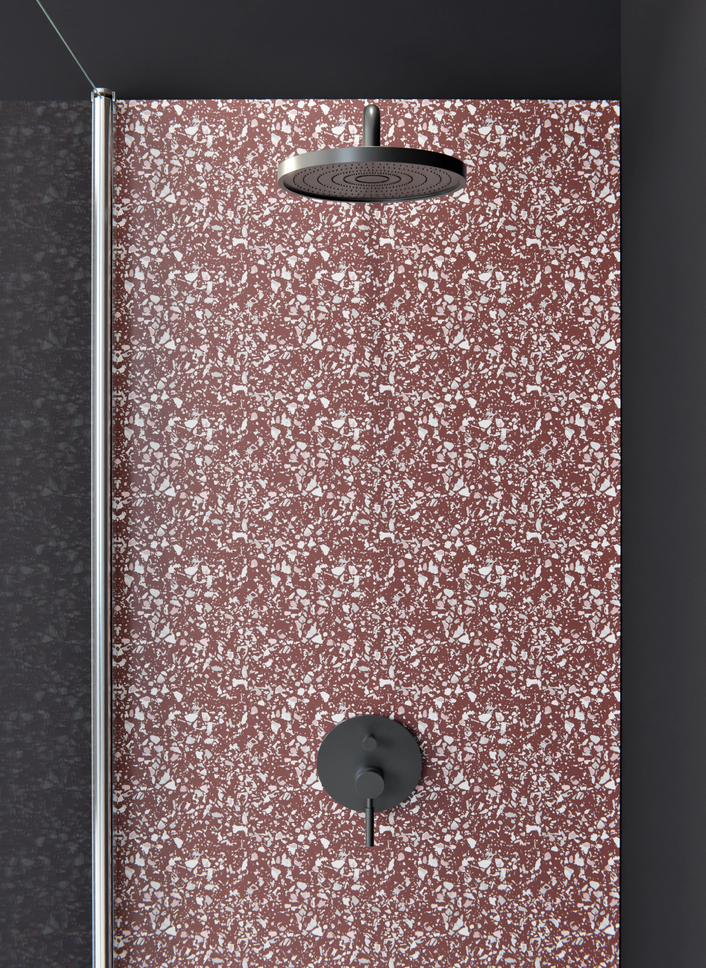 Duschrückwand - Pietre - Terrazzo - Mattone