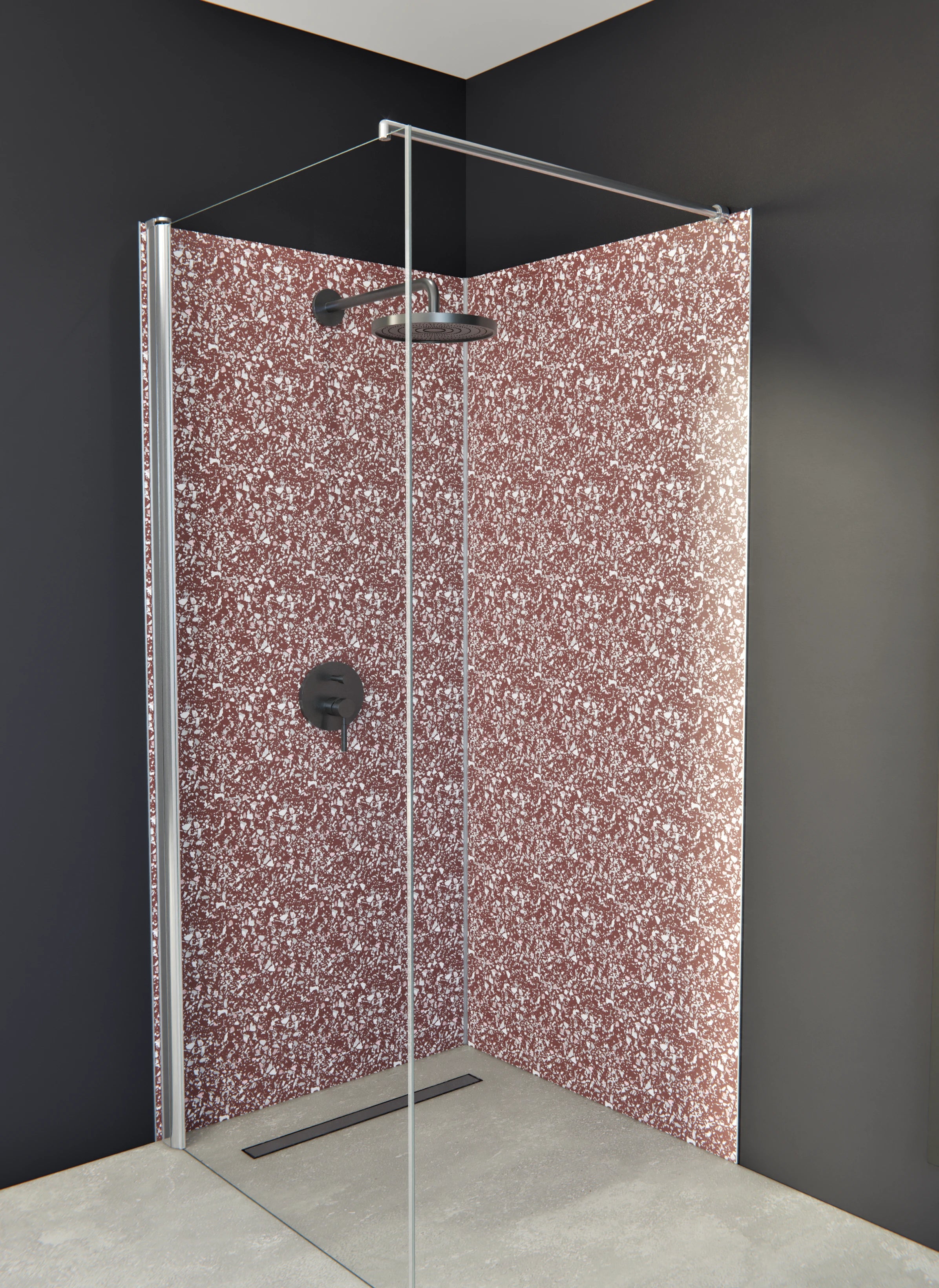 Duschrückwand - Pietre - Terrazzo - Mattone