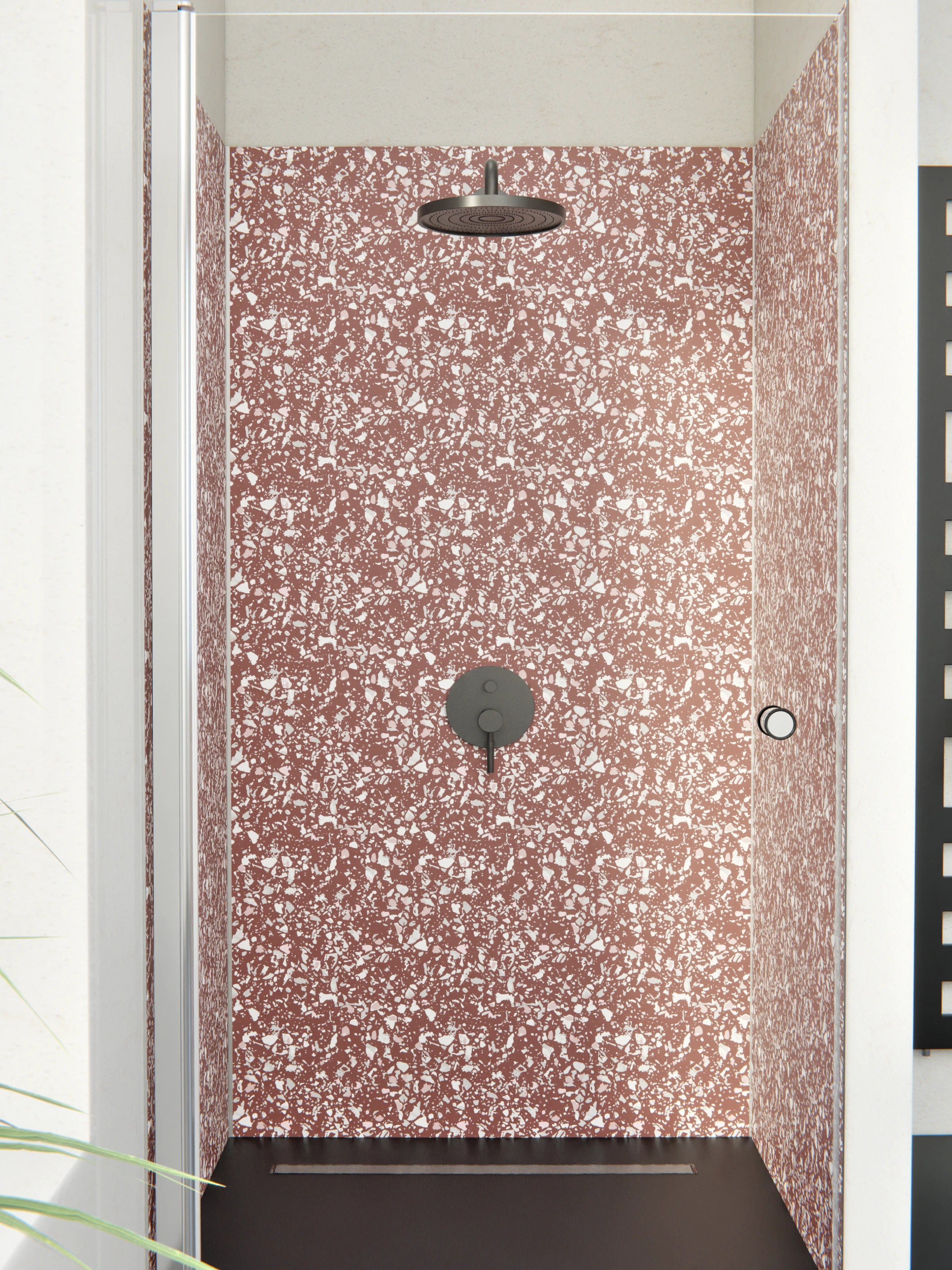 Duschrückwand - Pietre - Terrazzo - Mattone