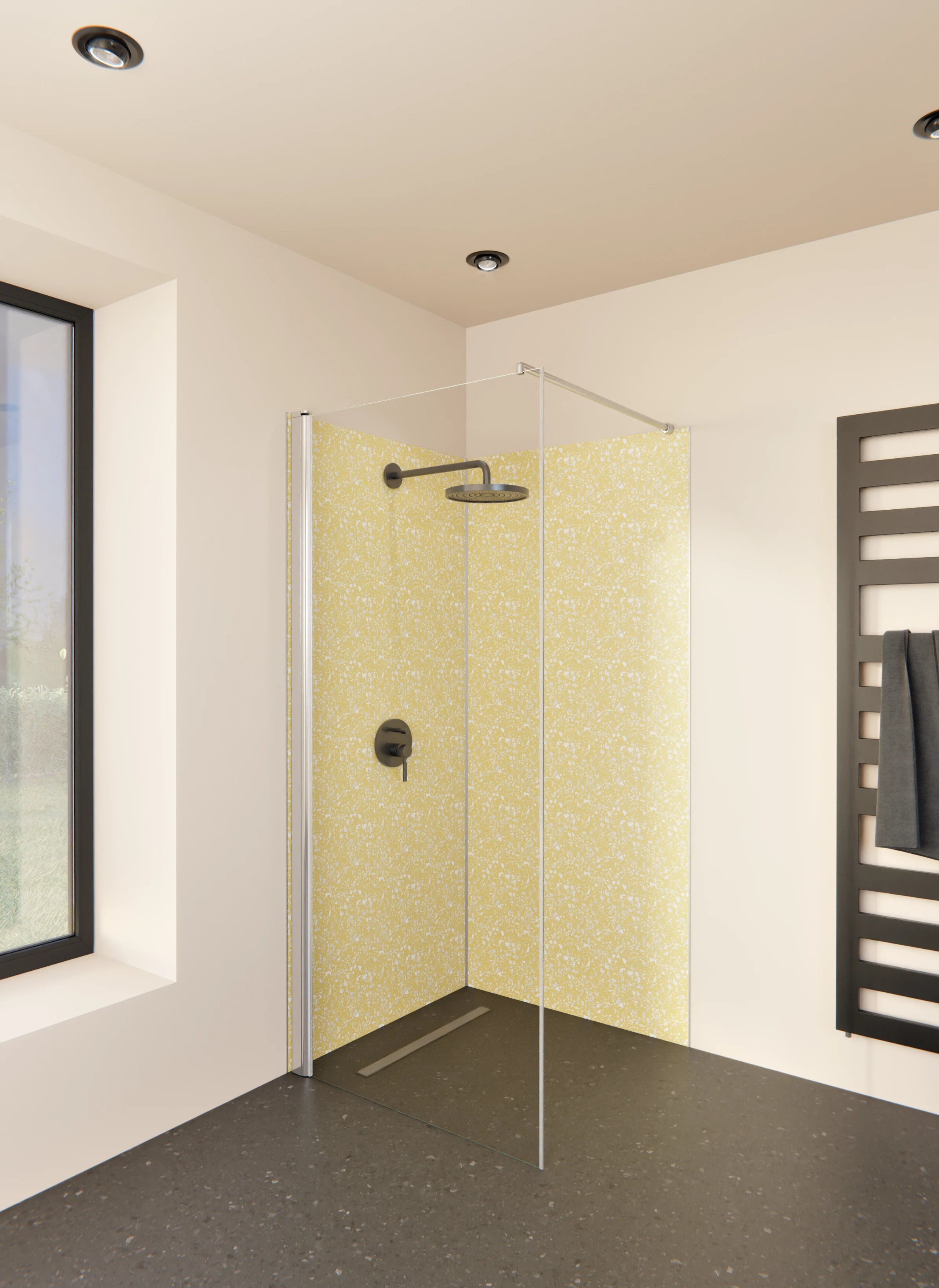 Duschrückwand - Pietre - Terrazzo - Oro