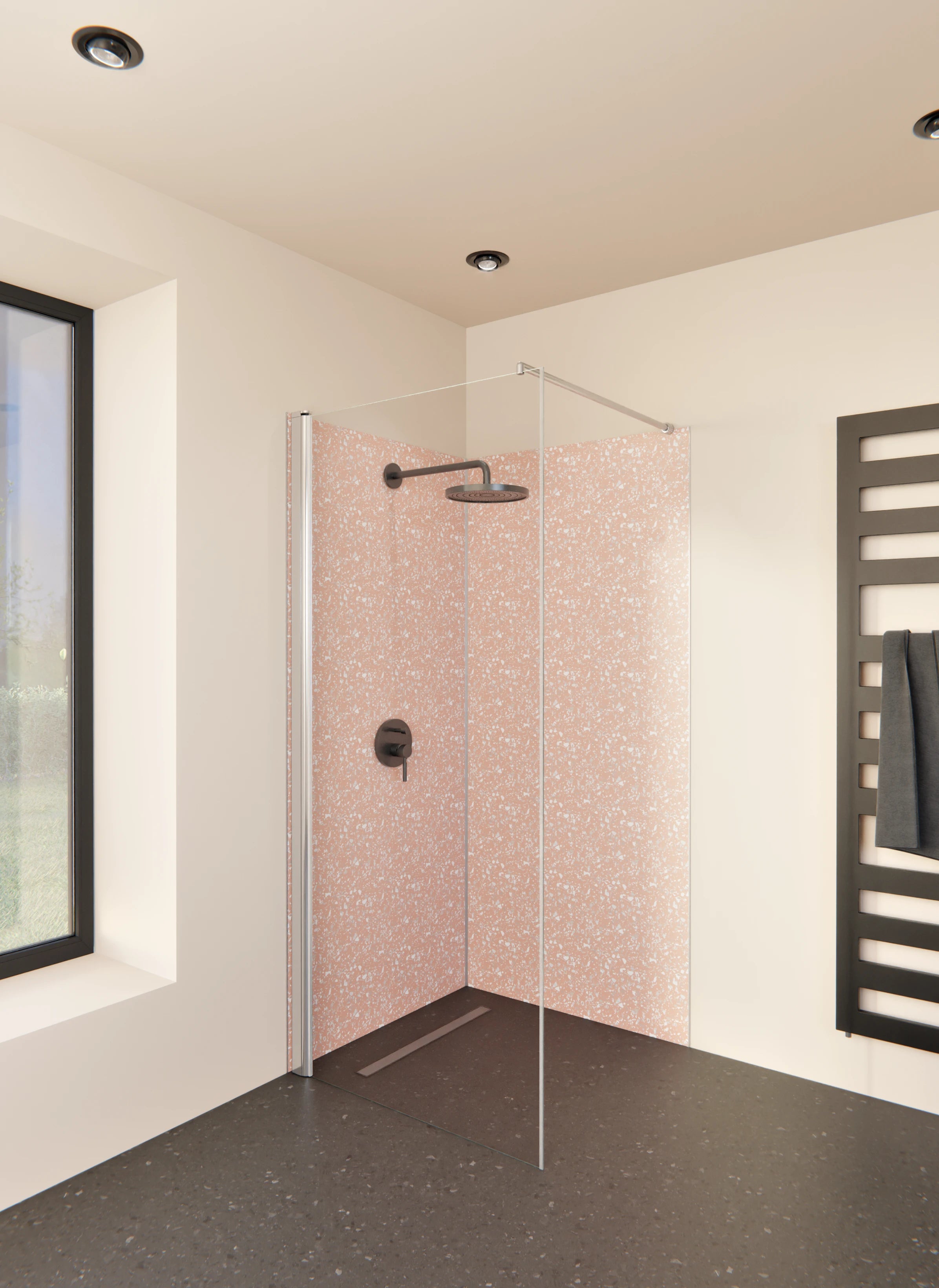 Duschrückwand - Pietre - Terrazzo - Salmone