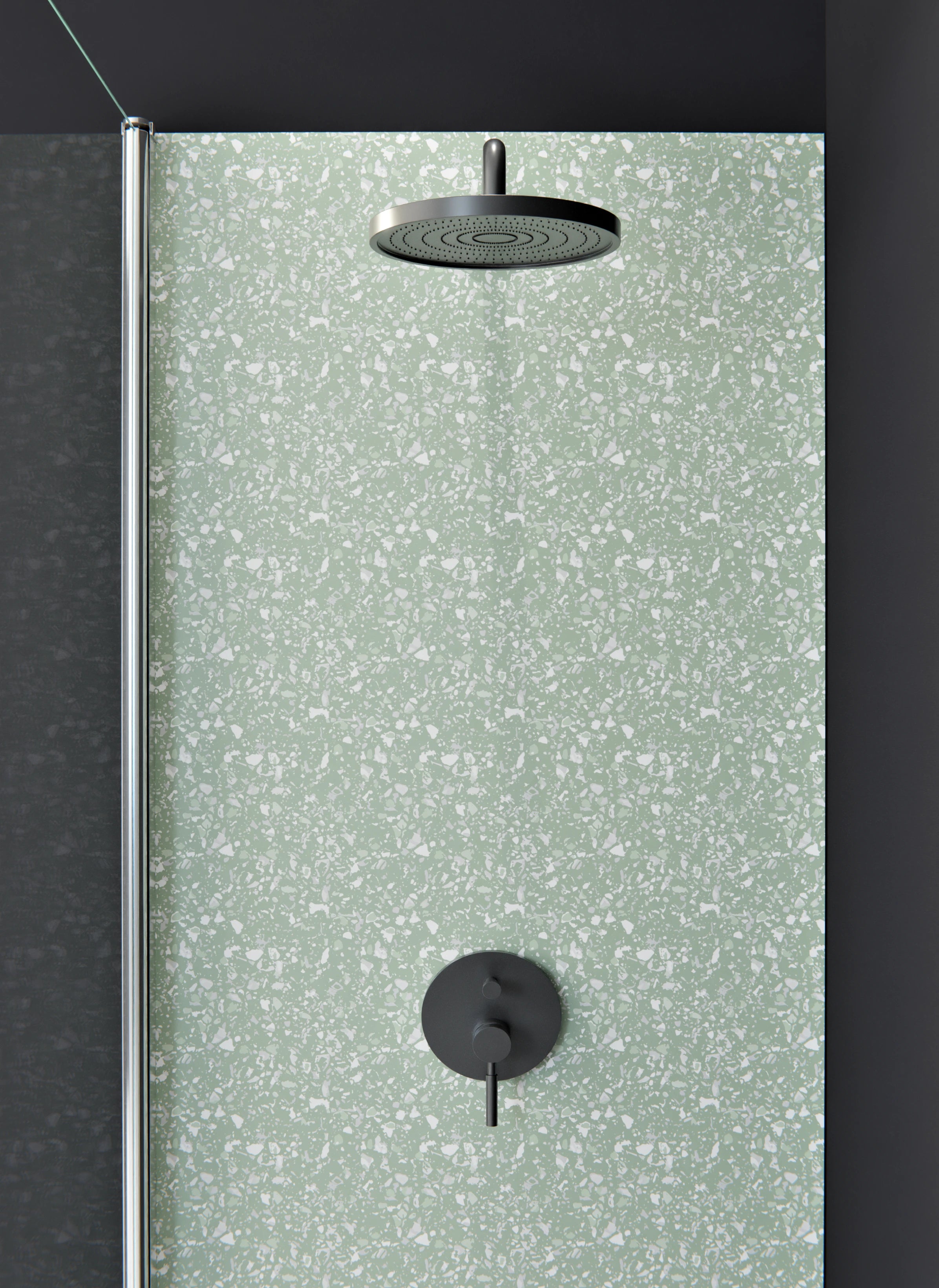 Duschrückwand - Pietre - Terrazzo - Salvia