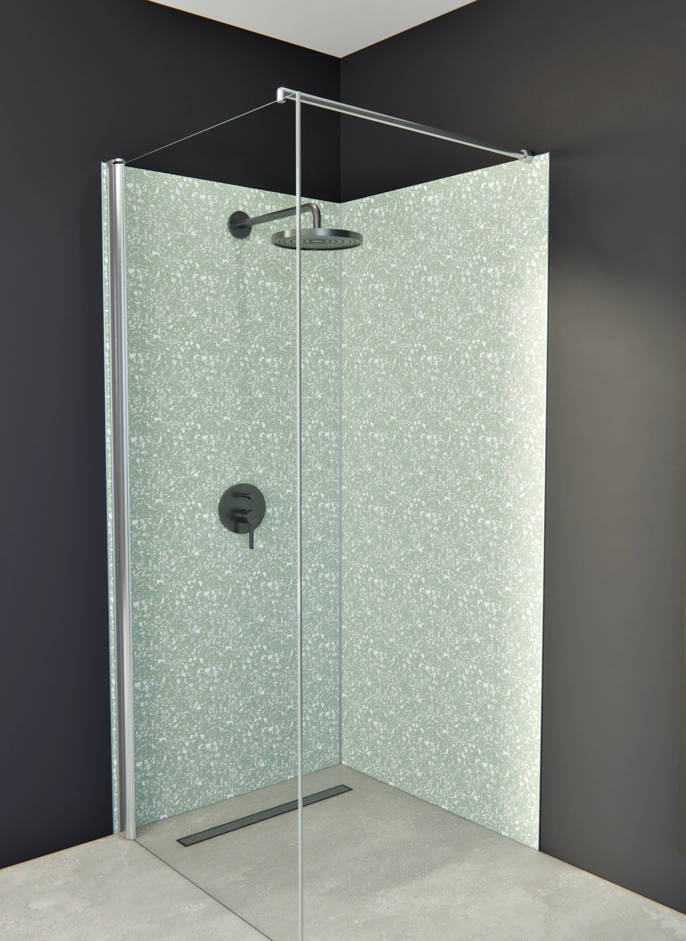 Duschrückwand - Pietre - Terrazzo - Salvia